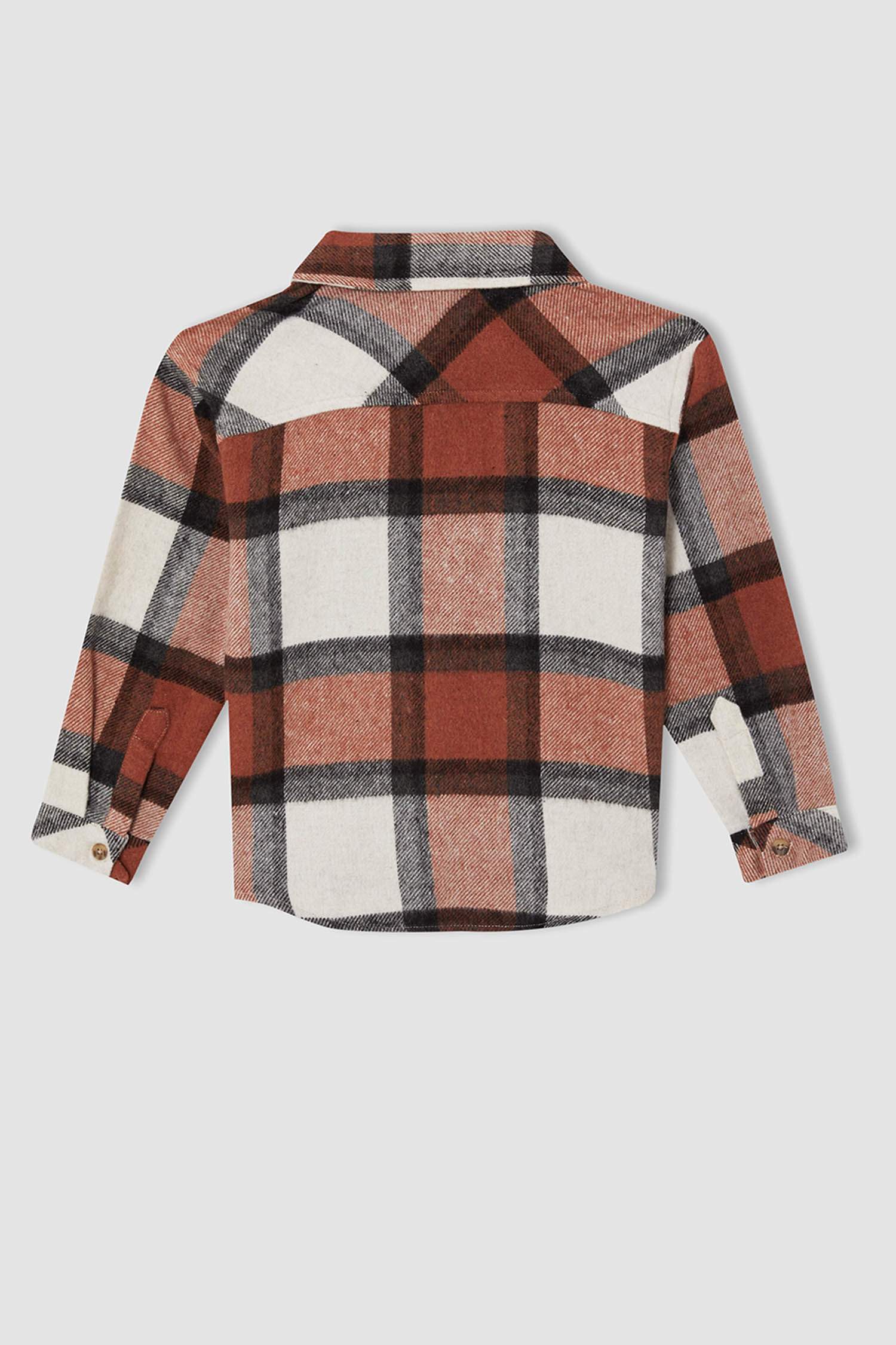 Erkek Çocuk Regular Fit Kare Desenli Uzun Kollu Flanel Oduncu Gömlek