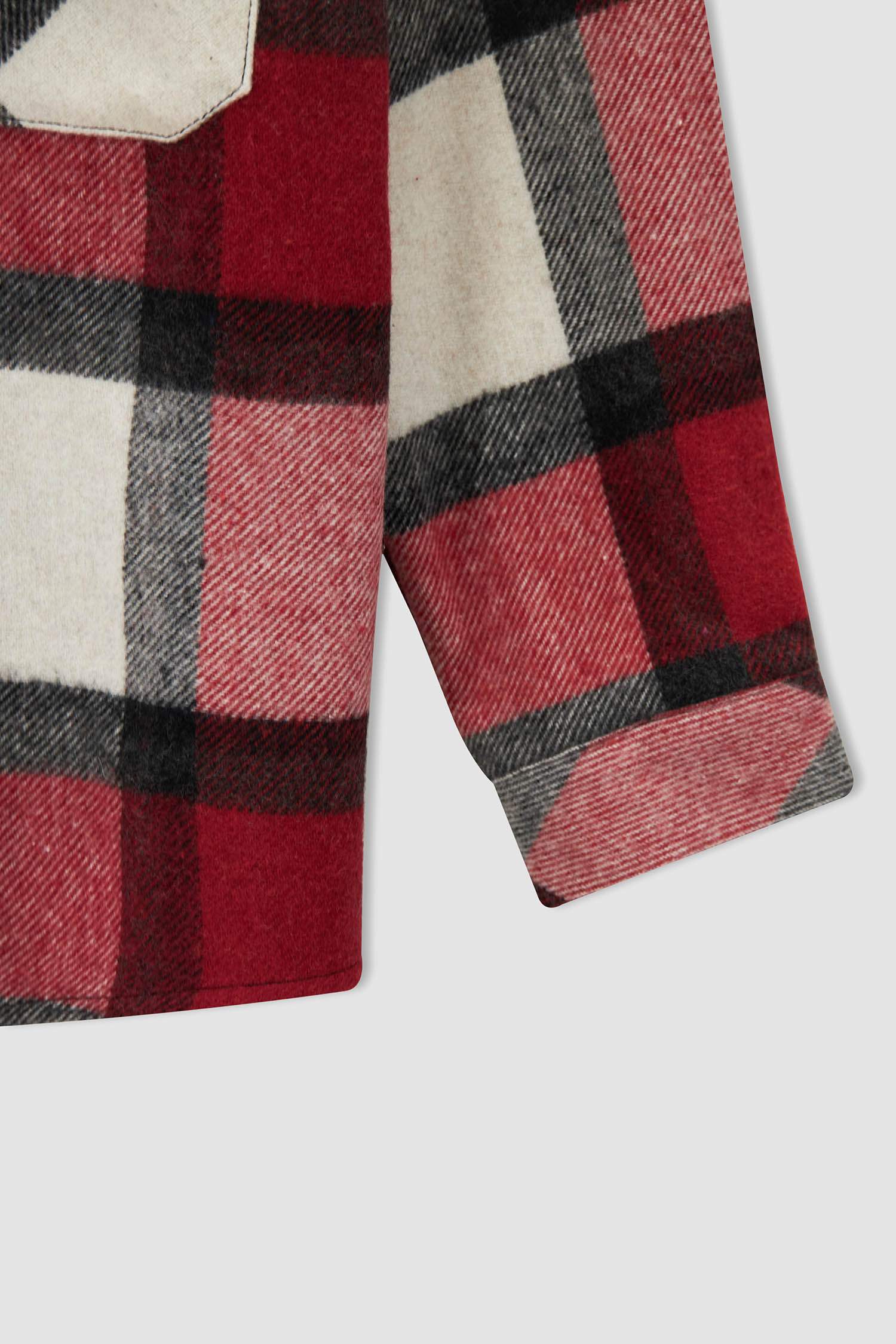 Erkek Çocuk Regular Fit Yılbaşı Temalı Kare Desenli Uzun Kollu Flanel Oduncu Gömlek