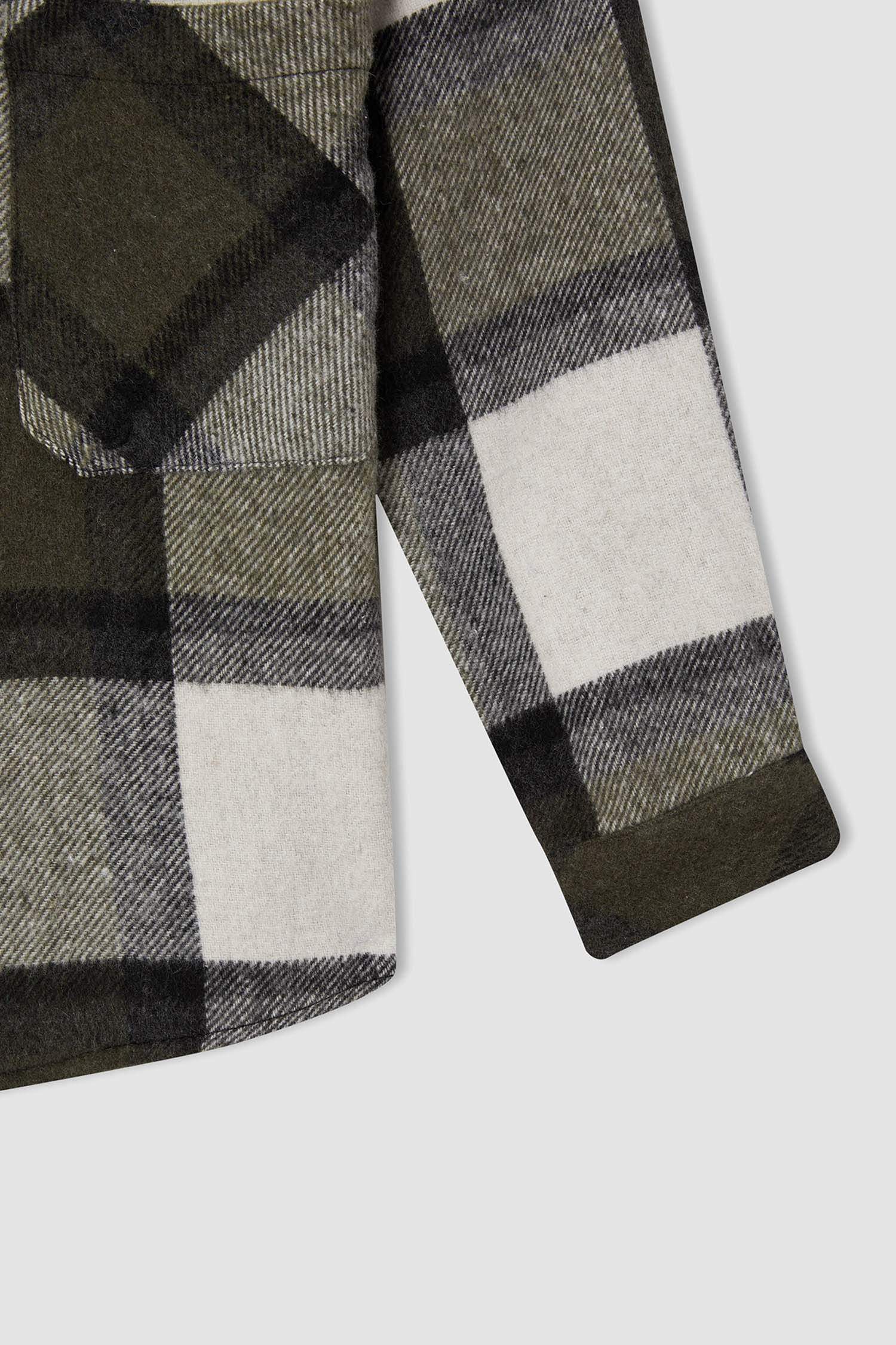 Erkek Çocuk Regular Fit Yılbaşı Temalı Kare Desenli Uzun Kollu Flanel Oduncu Gömlek