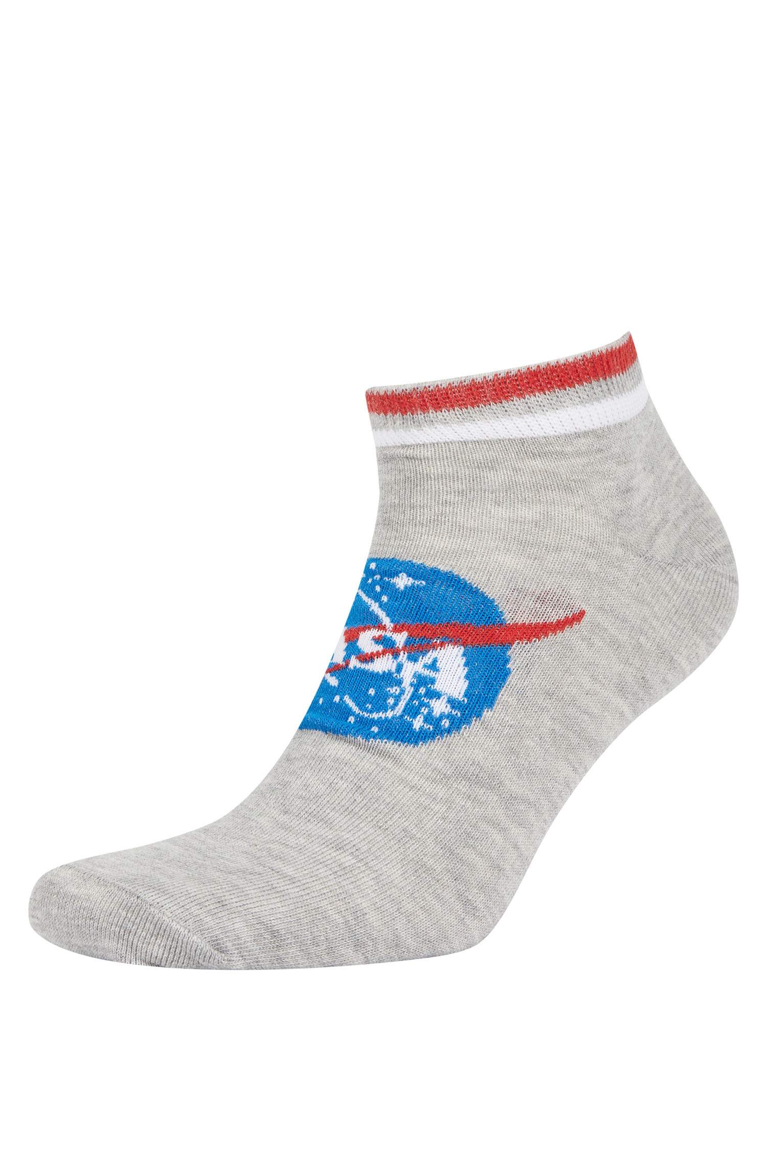 Erkek NASA Lisanslı Pamuklu 3'lü Kısa Çorap