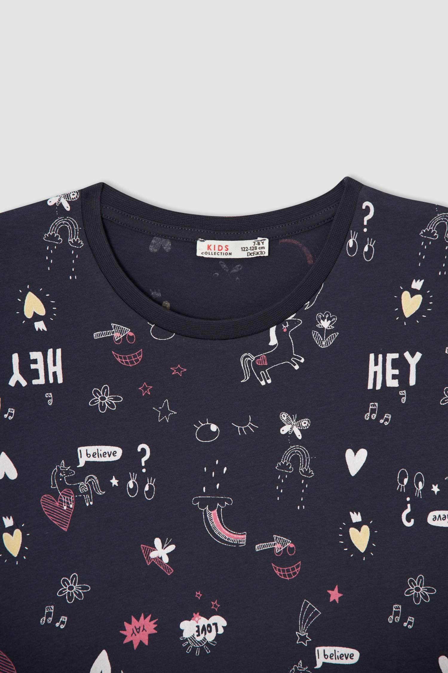 Kız Çocuk Baskılı Kısa Kollu Pijama Takımı