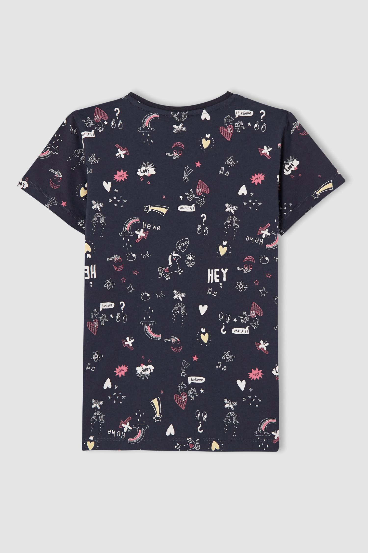 Kız Çocuk Baskılı Kısa Kollu Pijama Takımı