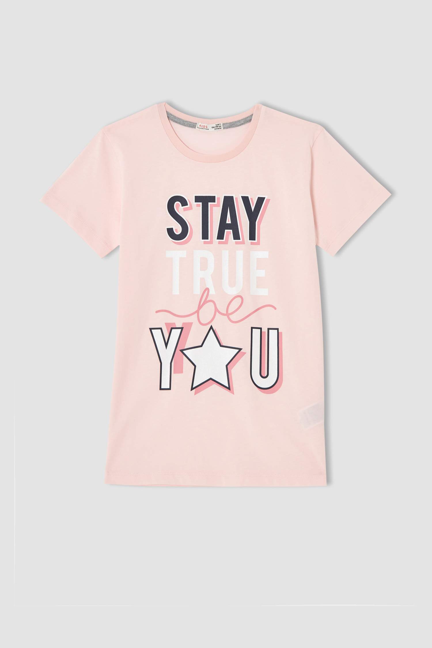 Kız Çocuk Slogan Baskılı Kısa Kollu Pijama Takımı
