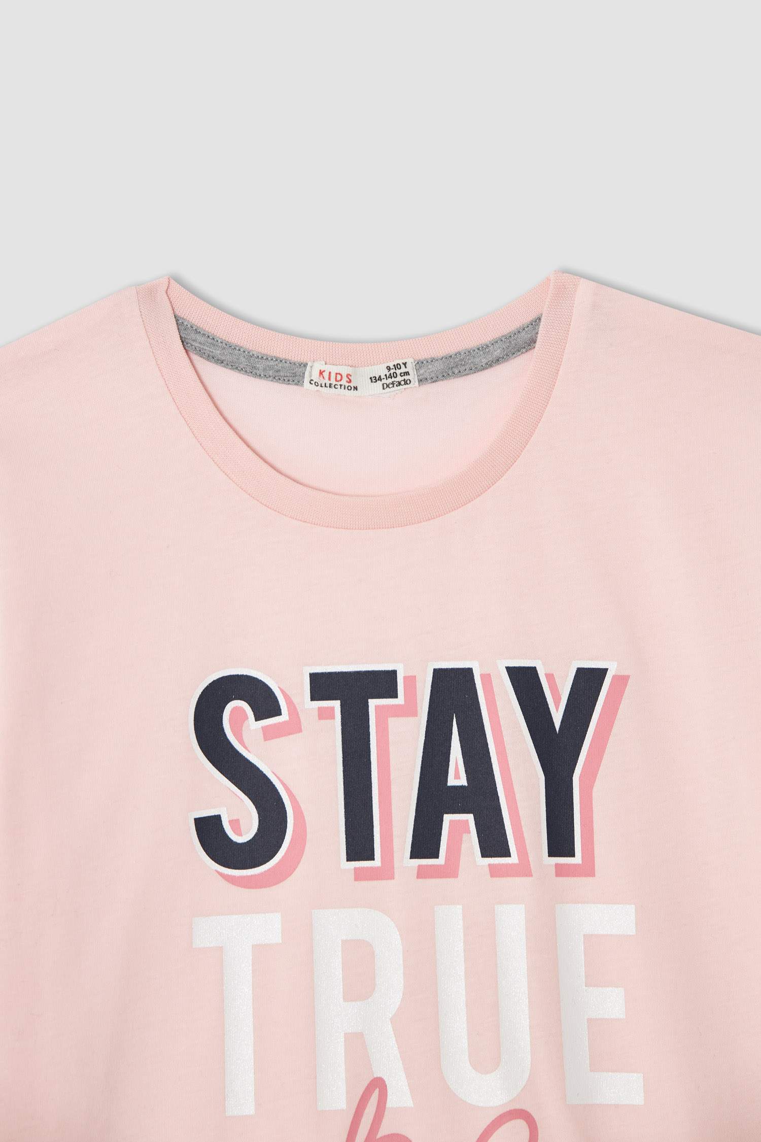 Kız Çocuk Slogan Baskılı Kısa Kollu Pijama Takımı