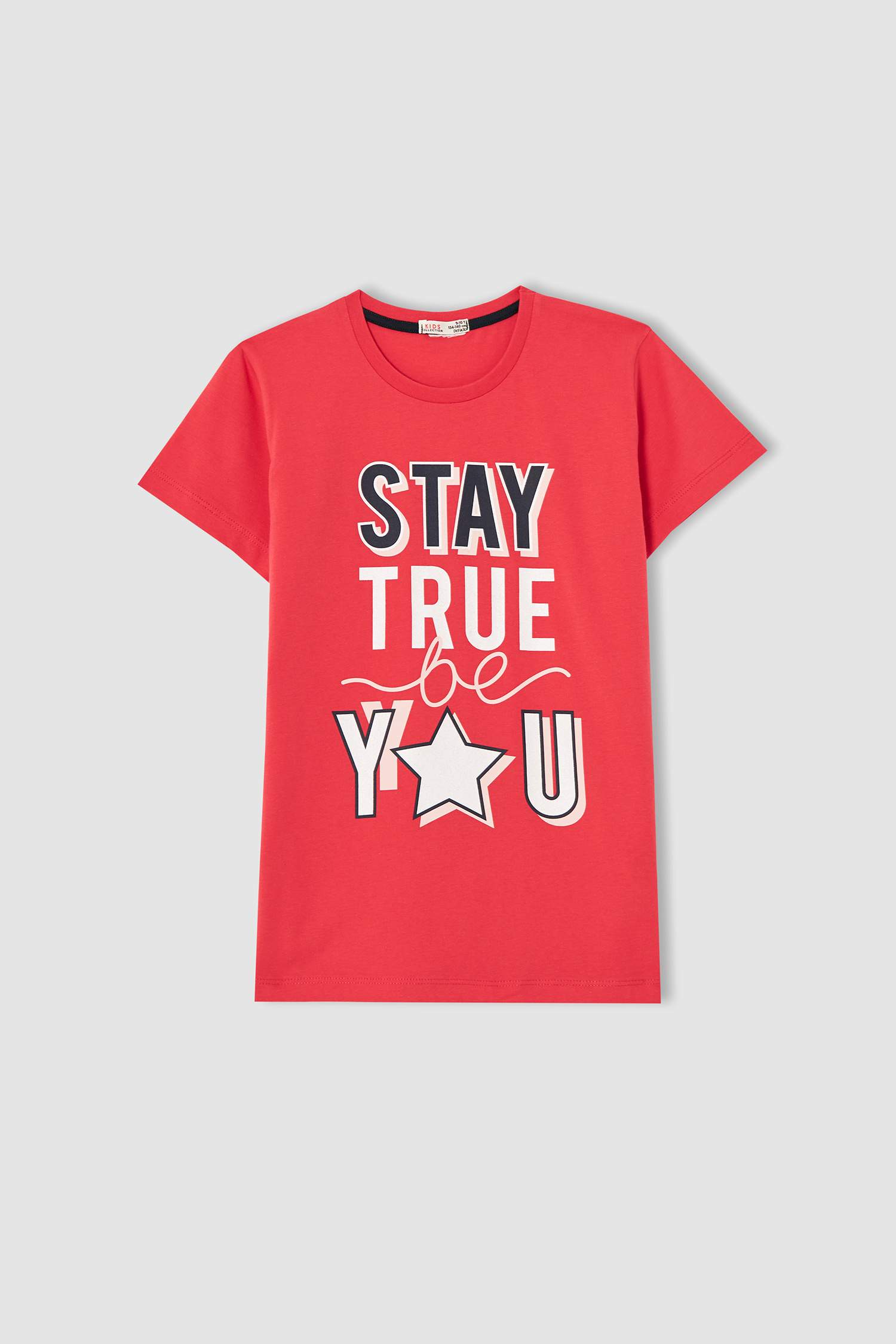 Kız Çocuk Slogan Baskılı Kısa Kollu Pijama Takımı