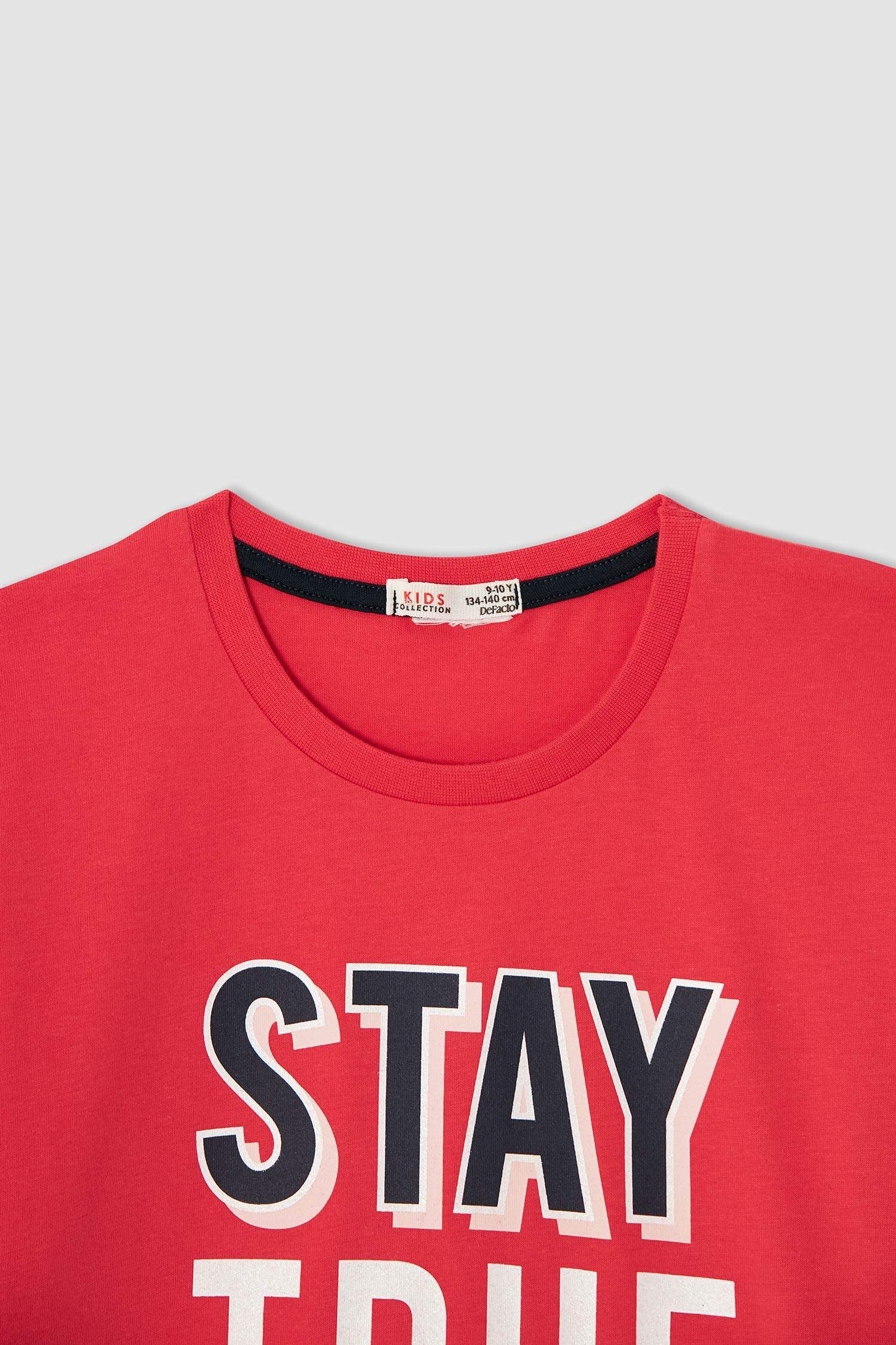 Kız Çocuk Slogan Baskılı Kısa Kollu Pijama Takımı