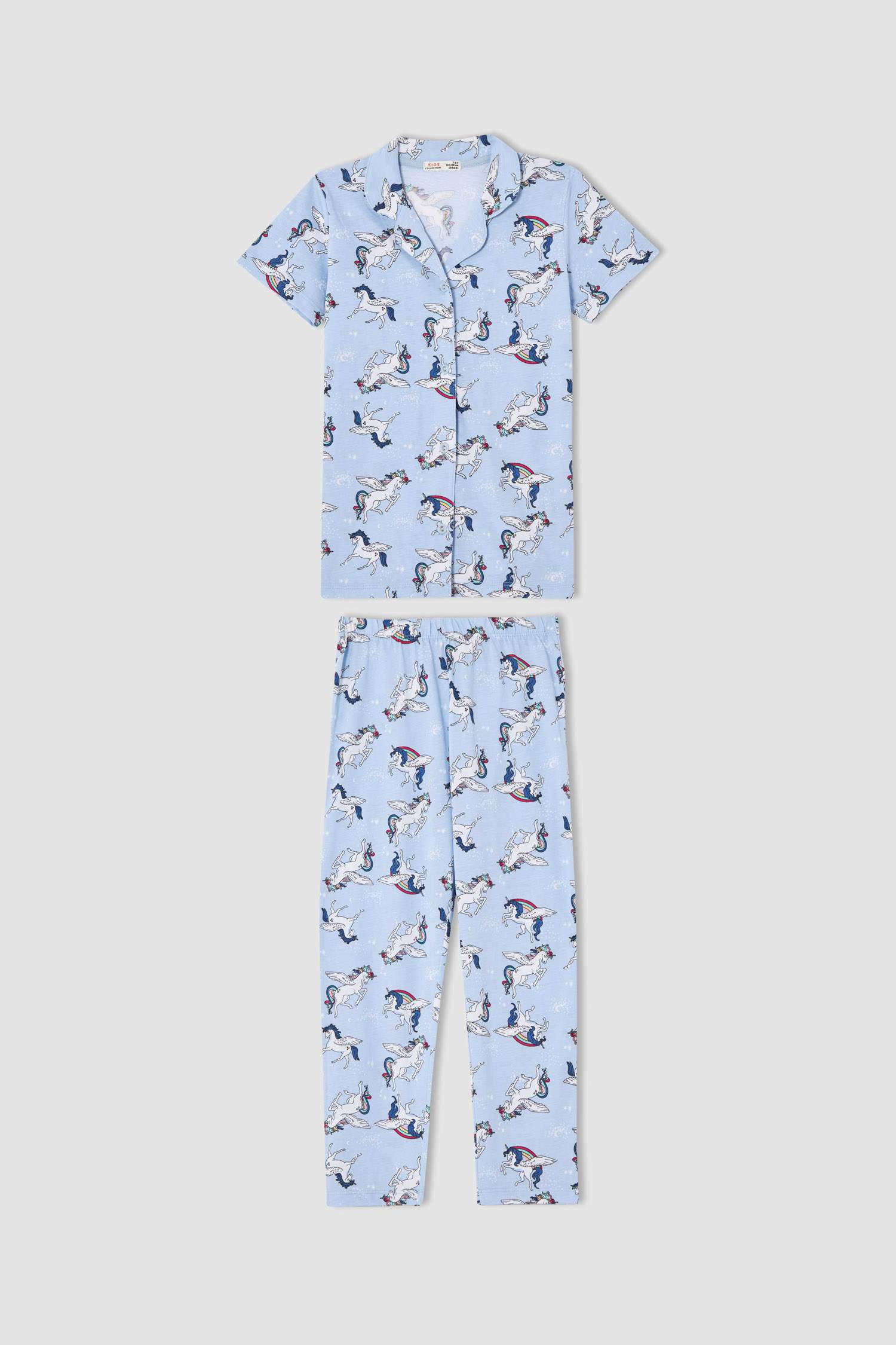 Kız Çocuk Unicorn Desenli Kısa Kollu Pijama Takımı