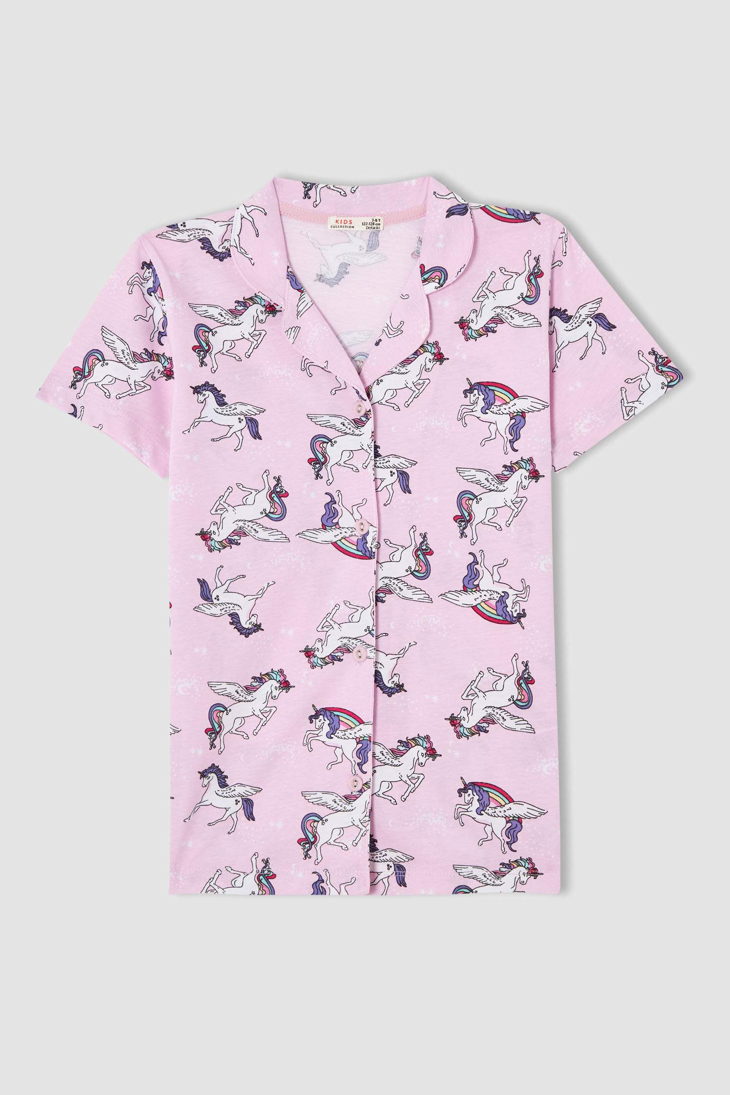 Kız Çocuk Unicorn Desenli Kısa Kollu Pijama Takımı