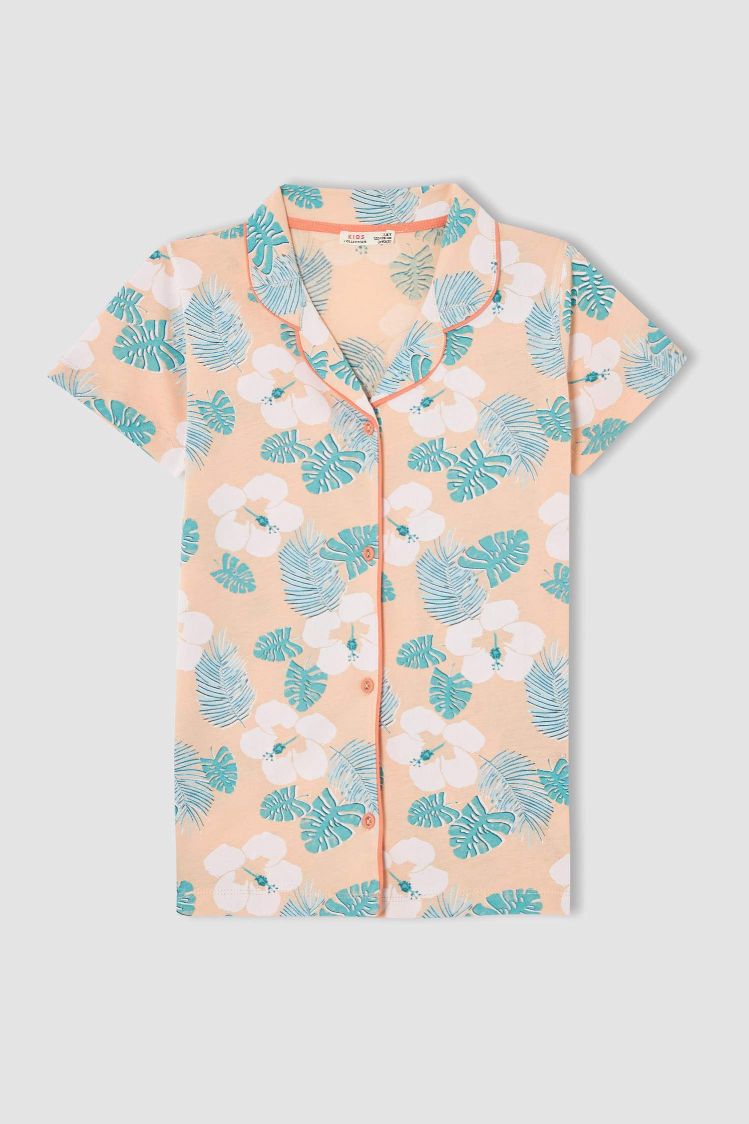 Kız Çocuk Çiçek Desenli Kısa Kollu Pijama Takımı
