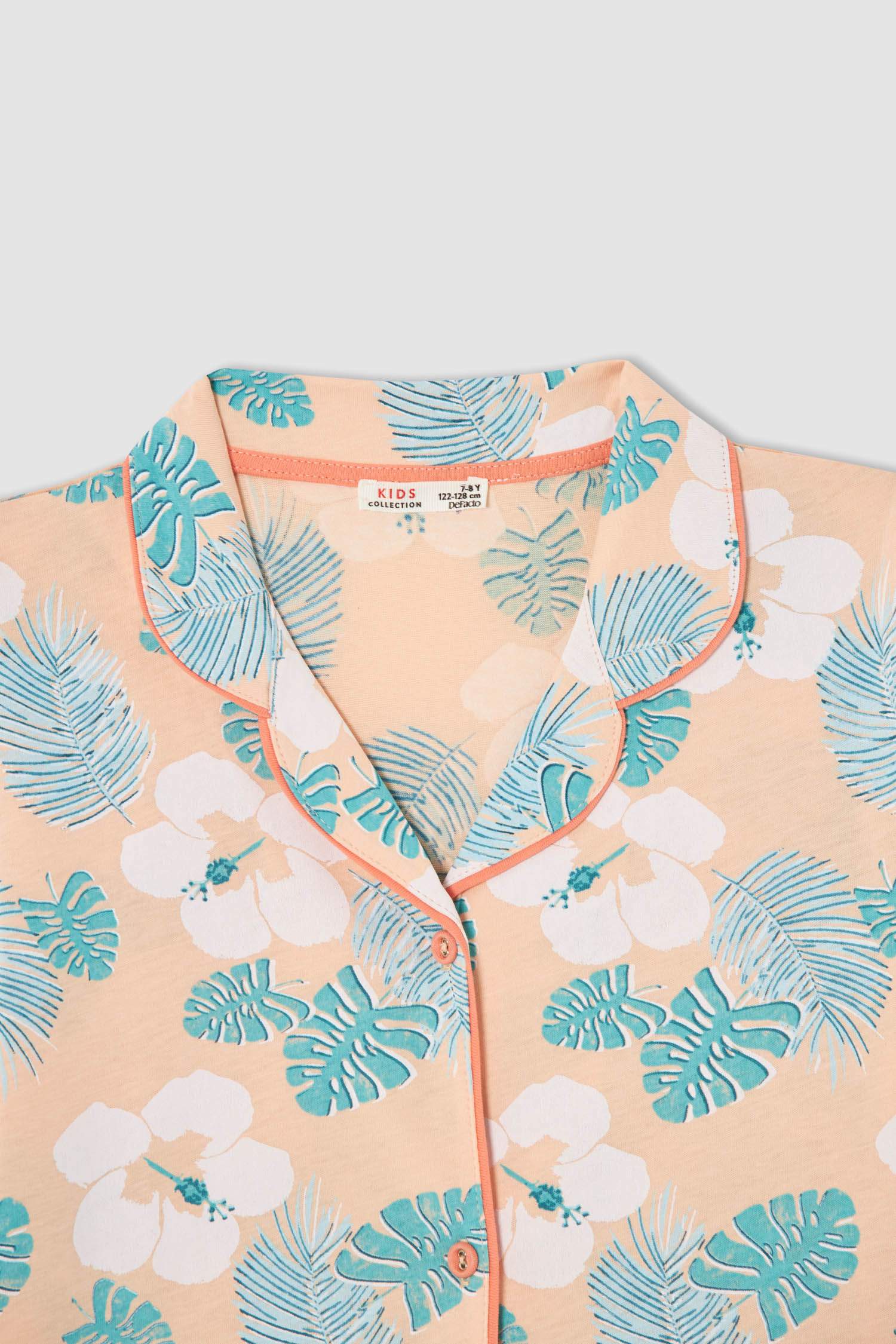 Kız Çocuk Çiçek Desenli Kısa Kollu Pijama Takımı
