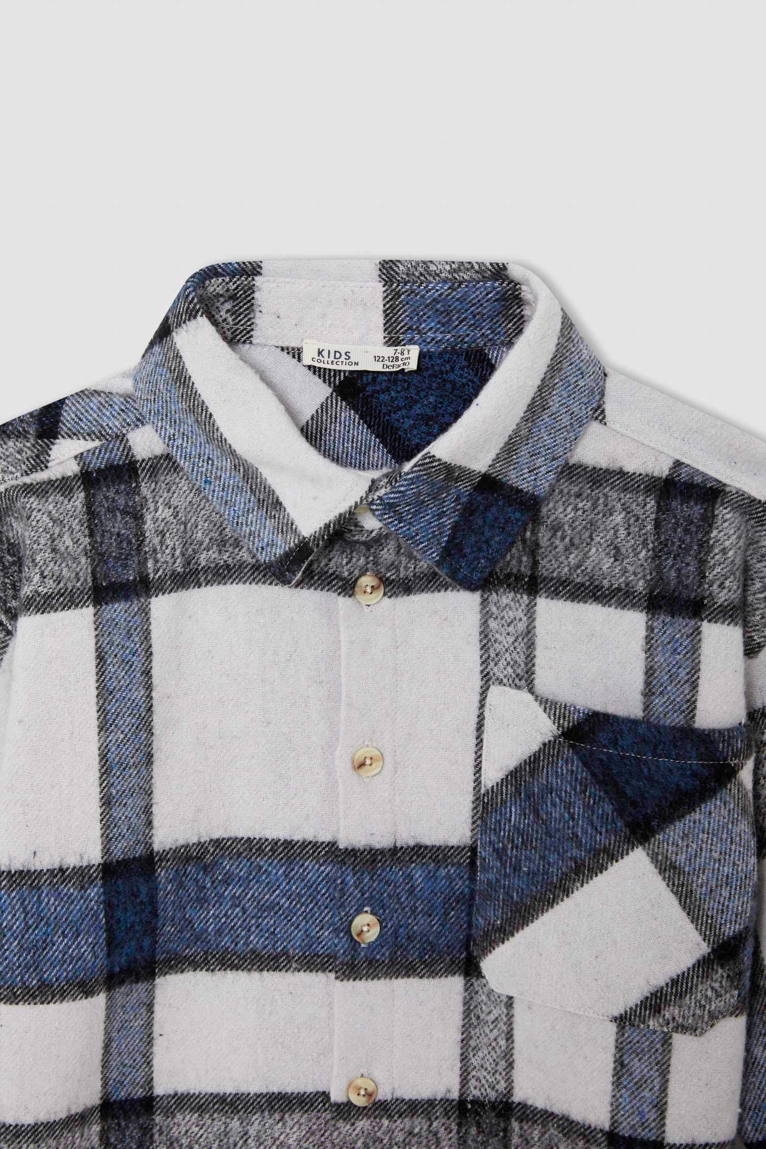 Erkek Çocuk Regular Fit Kareli Uzun Kollu Flanel Oduncu Gömlek
