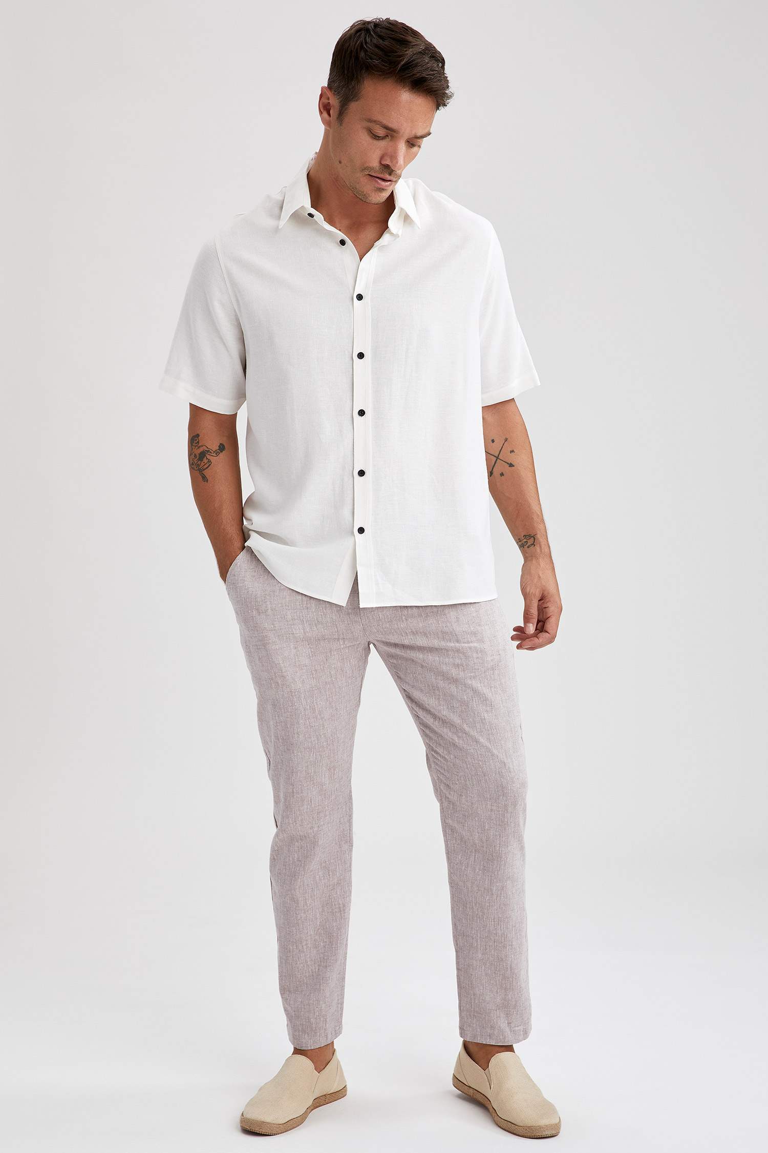 Jogger Fit Keten Pantolon