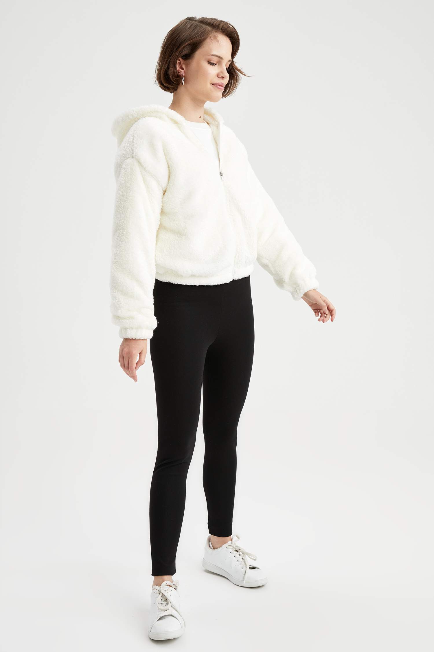 Regular Fit Fermuarlı Pelüş Sweat Hırka