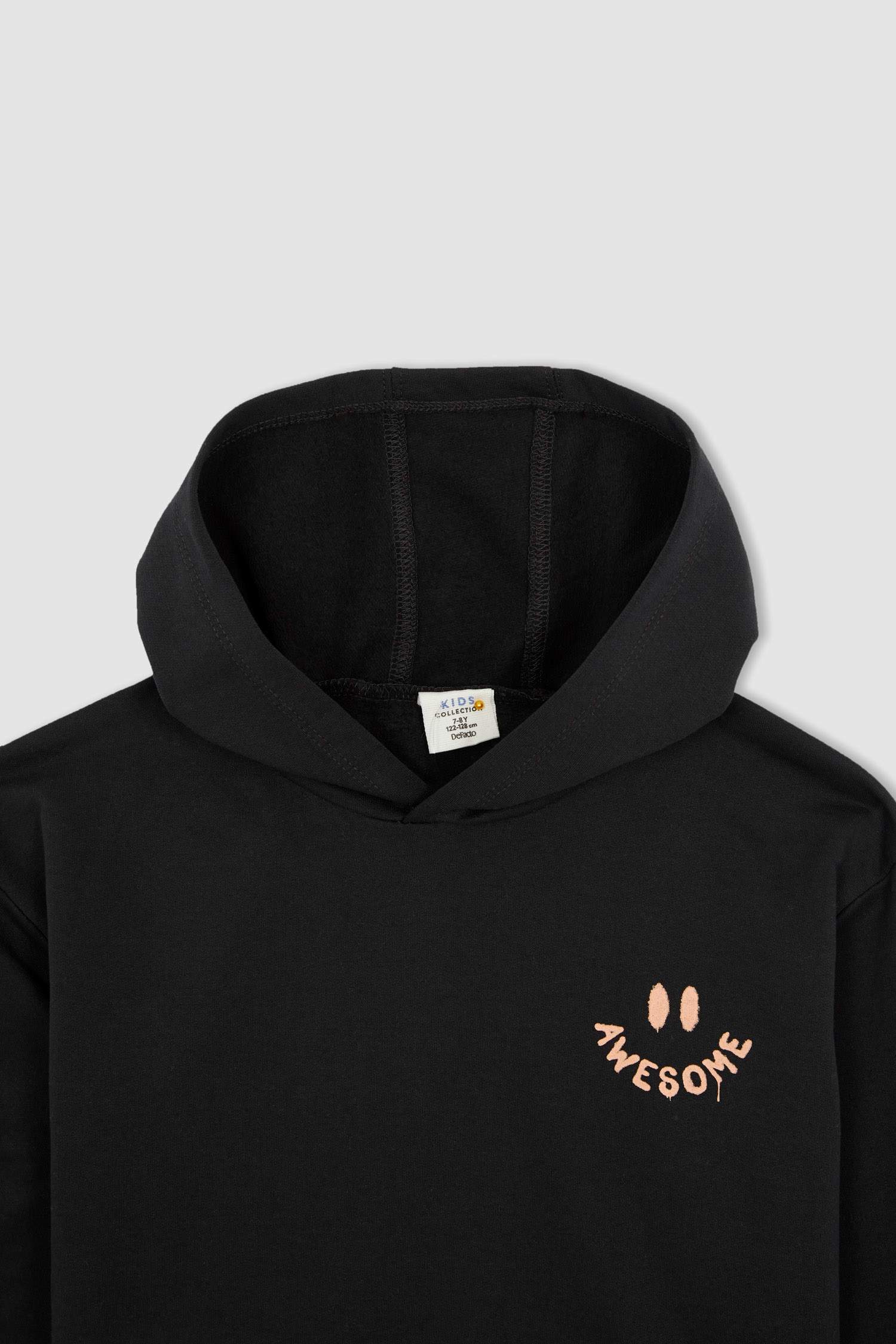 Erkek Çocuk Regular Fit Slogan Desenli Kapüşonlu Cepsiz Sweatshirt