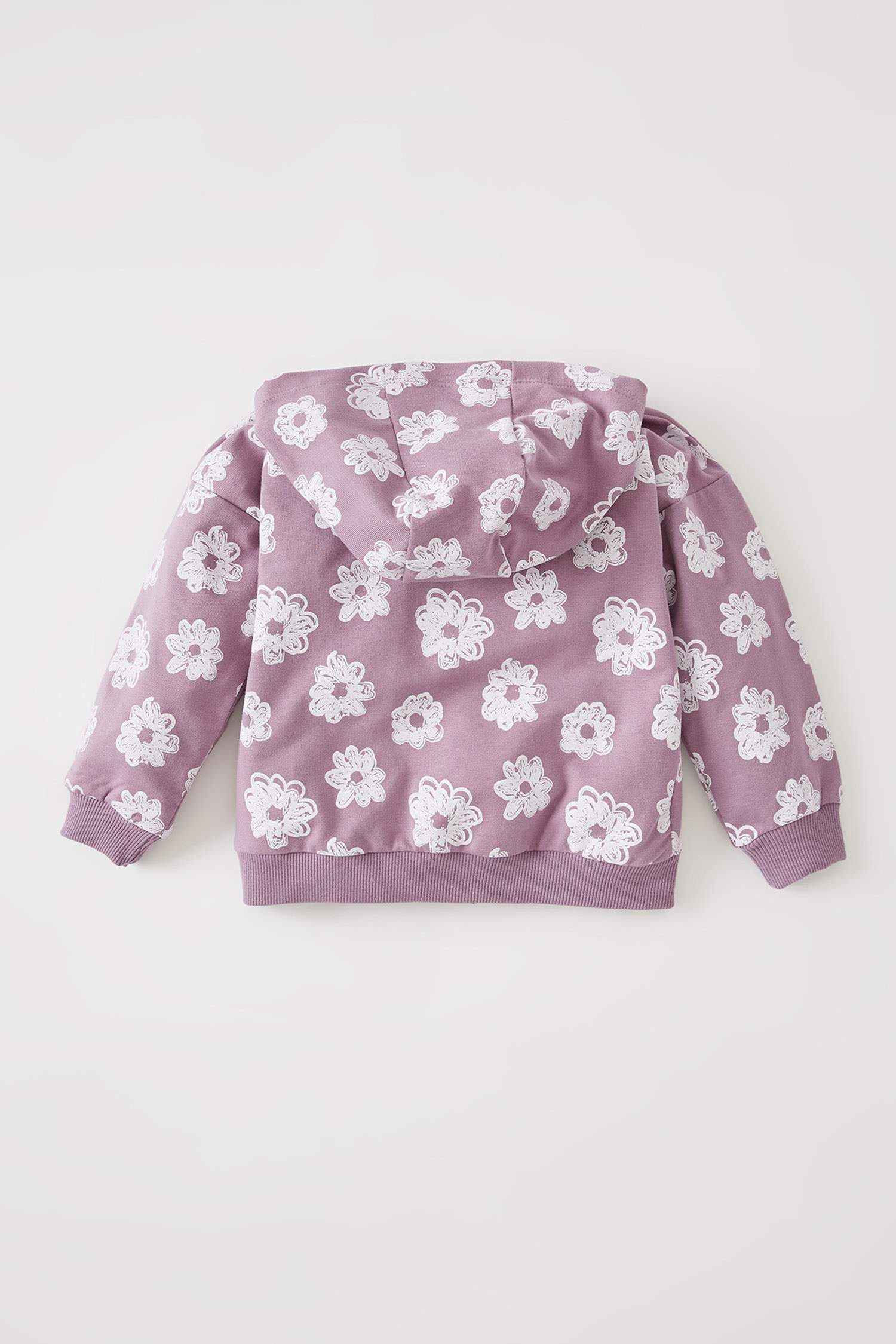 Kız Bebek Desenli Kapüşonlu Sweat Hırka
