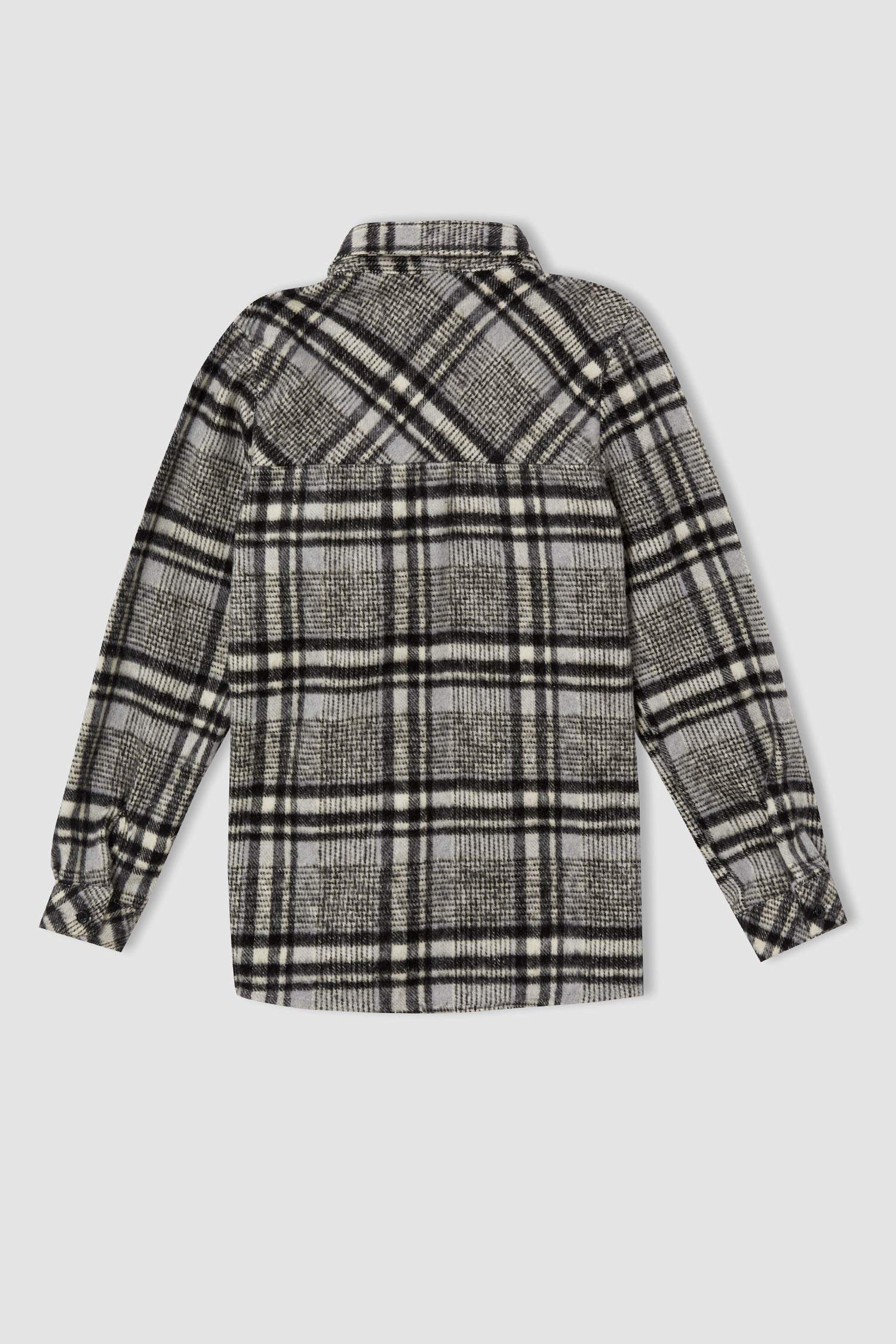 Kız Çocuk Regular Fit Yılbaşı Temalı Kareli Uzun Kollu Flanel Oduncu Gömlek
