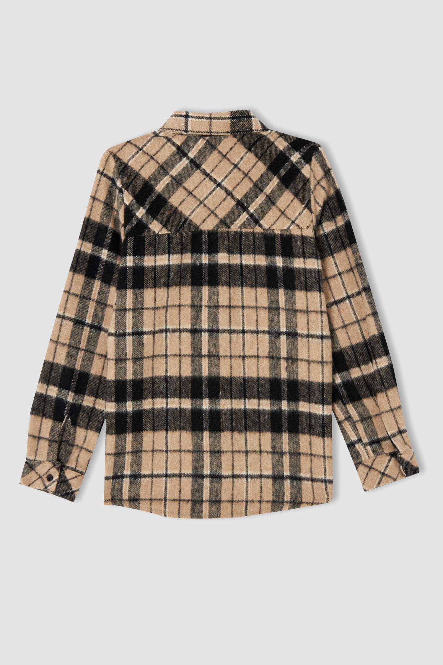 Kız Çocuk Regular Fit Yılbaşı Temalı Kareli Uzun Kollu Flanel Oduncu Gömlek