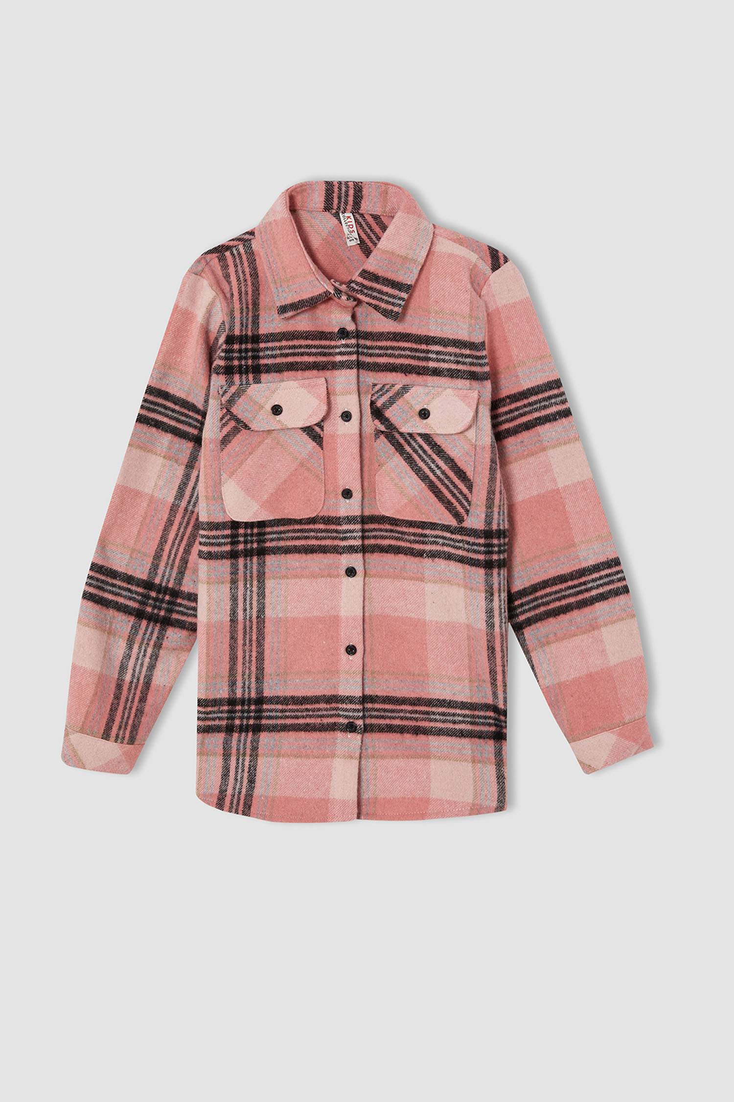 Kız Çocuk Regular Fit Yılbaşı Temalı Kareli Uzun Kollu Flanel Oduncu Gömlek