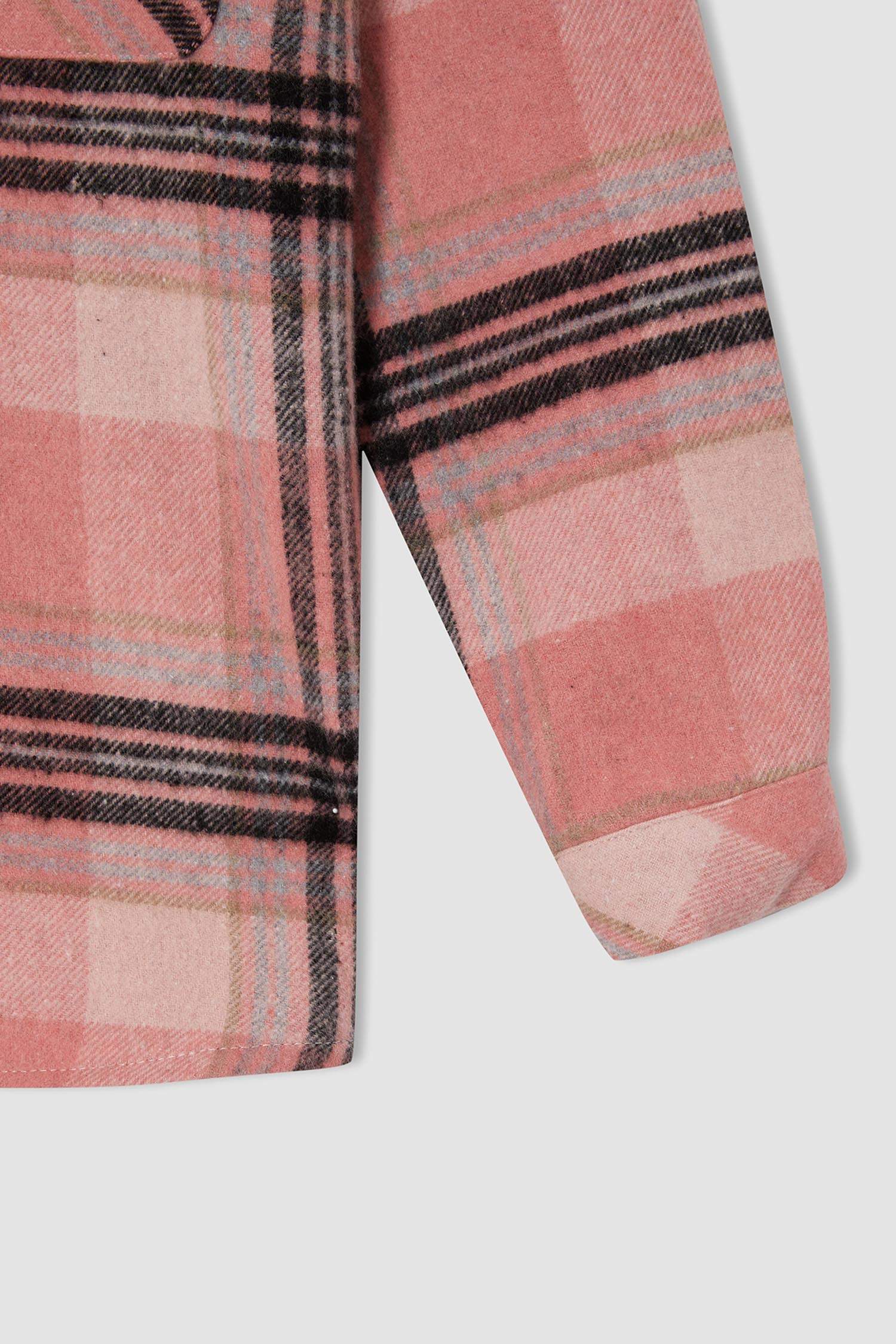 Kız Çocuk Regular Fit Yılbaşı Temalı Kareli Uzun Kollu Flanel Oduncu Gömlek