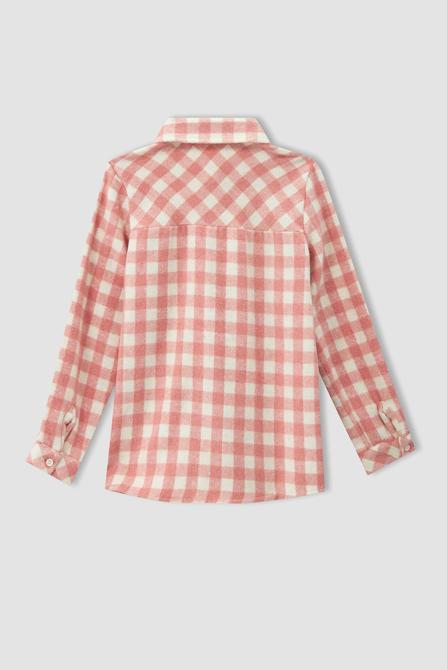 Kız Çocuk Regular Fit Yılbaşı Temalı Kareli Uzun Kollu Flanel Oduncu Gömlek
