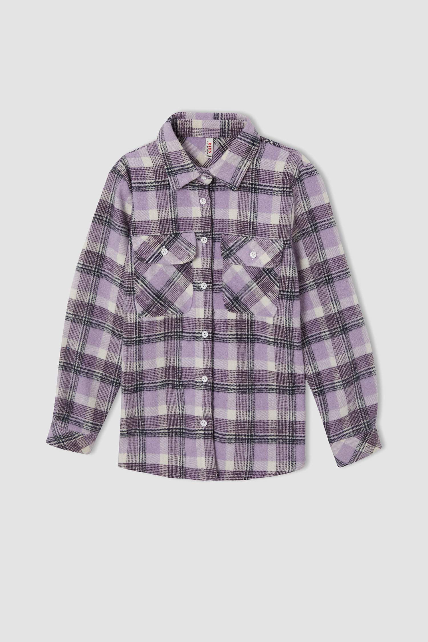 Kız Çocuk Regular Fit Yılbaşı Temalı Kareli Uzun Kollu Flanel Oduncu Gömlek
