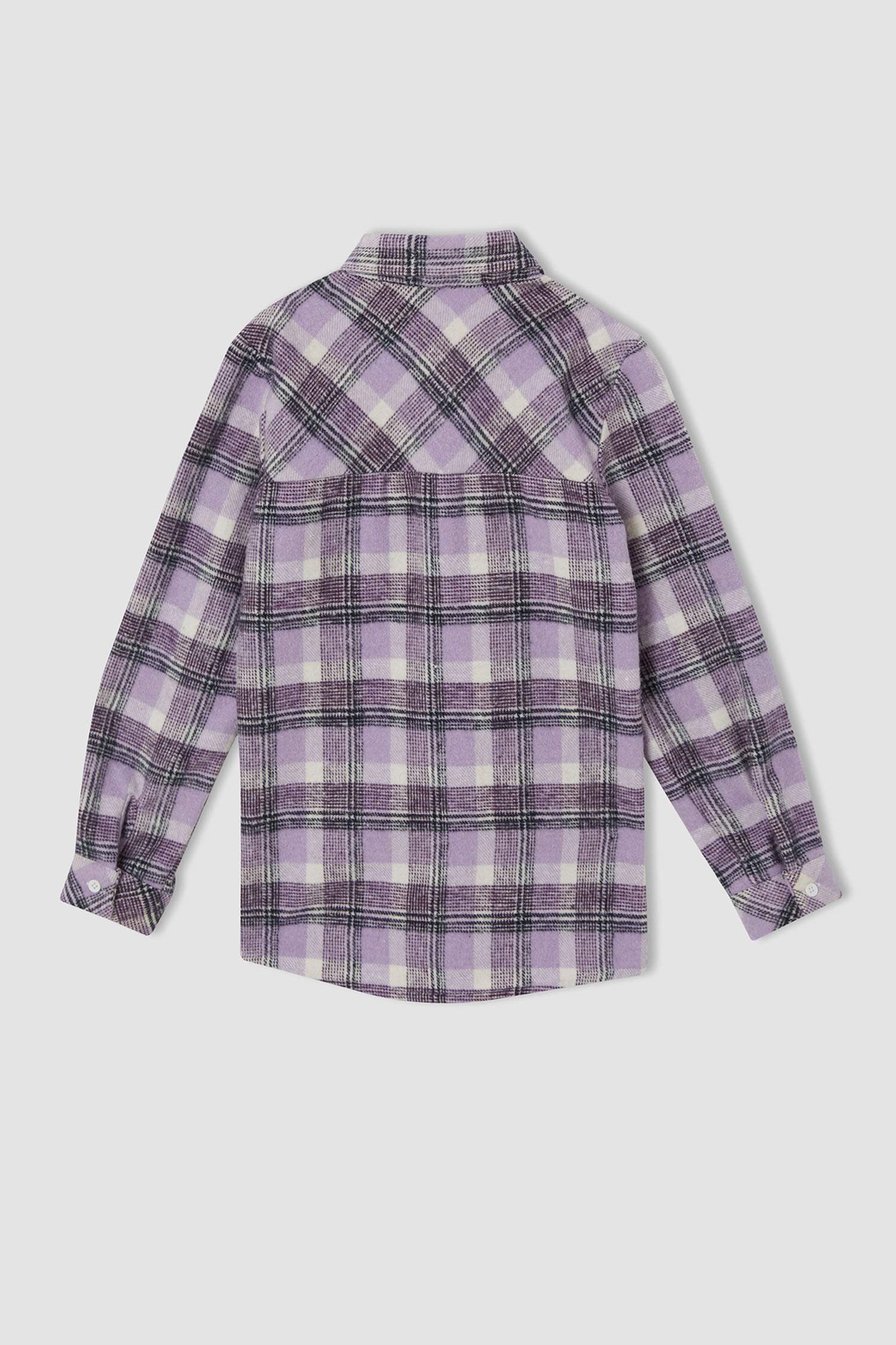 Kız Çocuk Regular Fit Yılbaşı Temalı Kareli Uzun Kollu Flanel Oduncu Gömlek