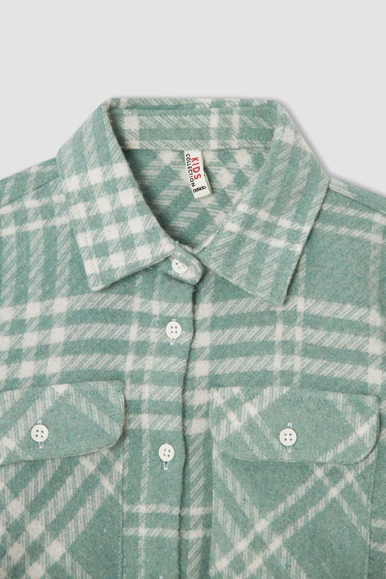 Kız Çocuk Regular Fit Yılbaşı Temalı Kareli Uzun Kollu Flanel Oduncu Gömlek
