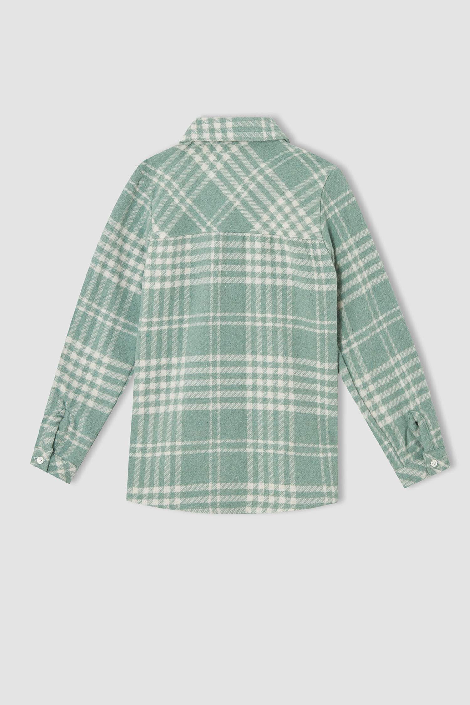 Kız Çocuk Regular Fit Yılbaşı Temalı Kareli Uzun Kollu Flanel Oduncu Gömlek