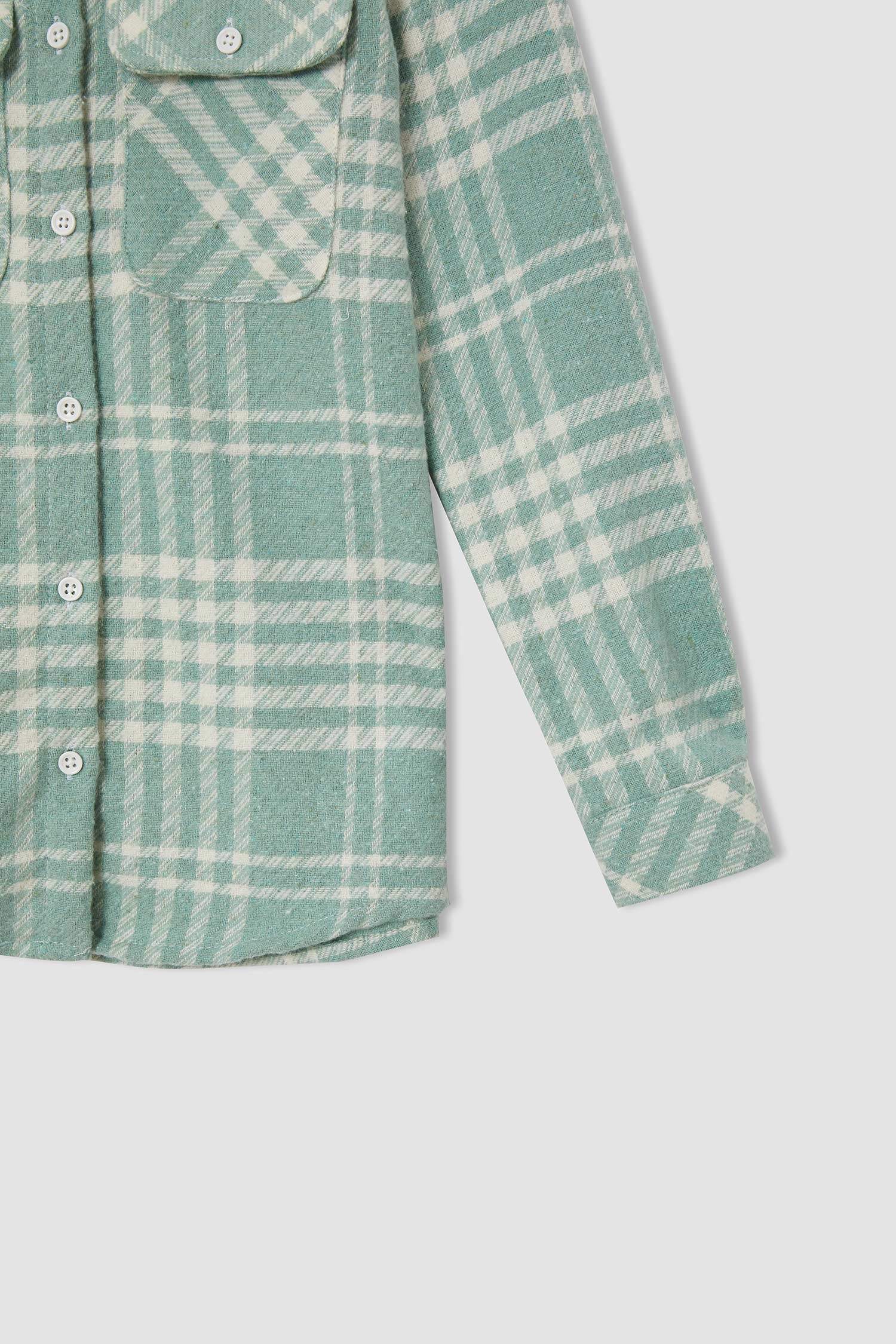 Kız Çocuk Regular Fit Yılbaşı Temalı Kareli Uzun Kollu Flanel Oduncu Gömlek