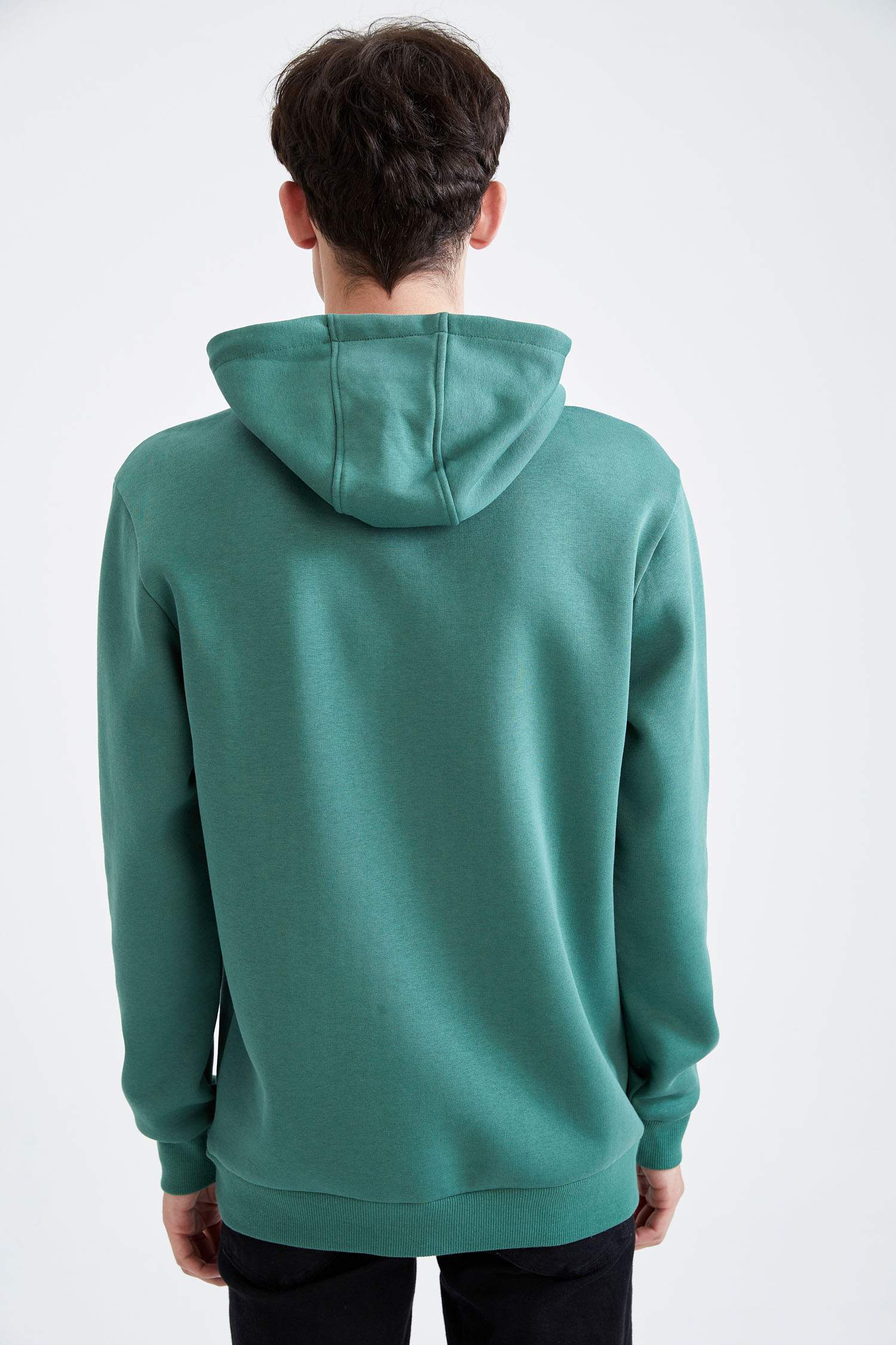 Regular Fit Kapüşonlu Fil Desenli Uzun Kollu Sweatshirt