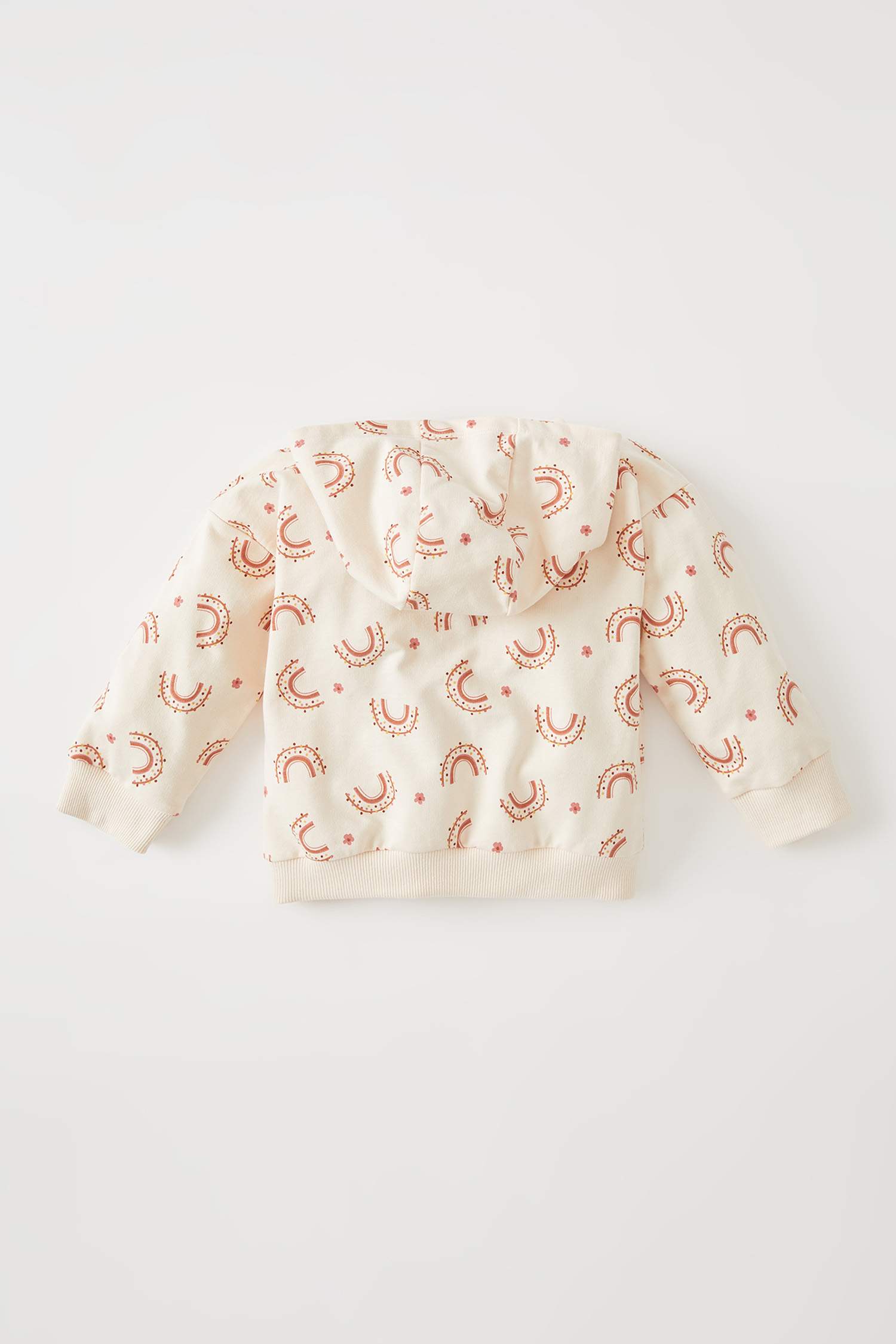 Kız Bebek Desenli Kapüşonlu Sweat Hırka
