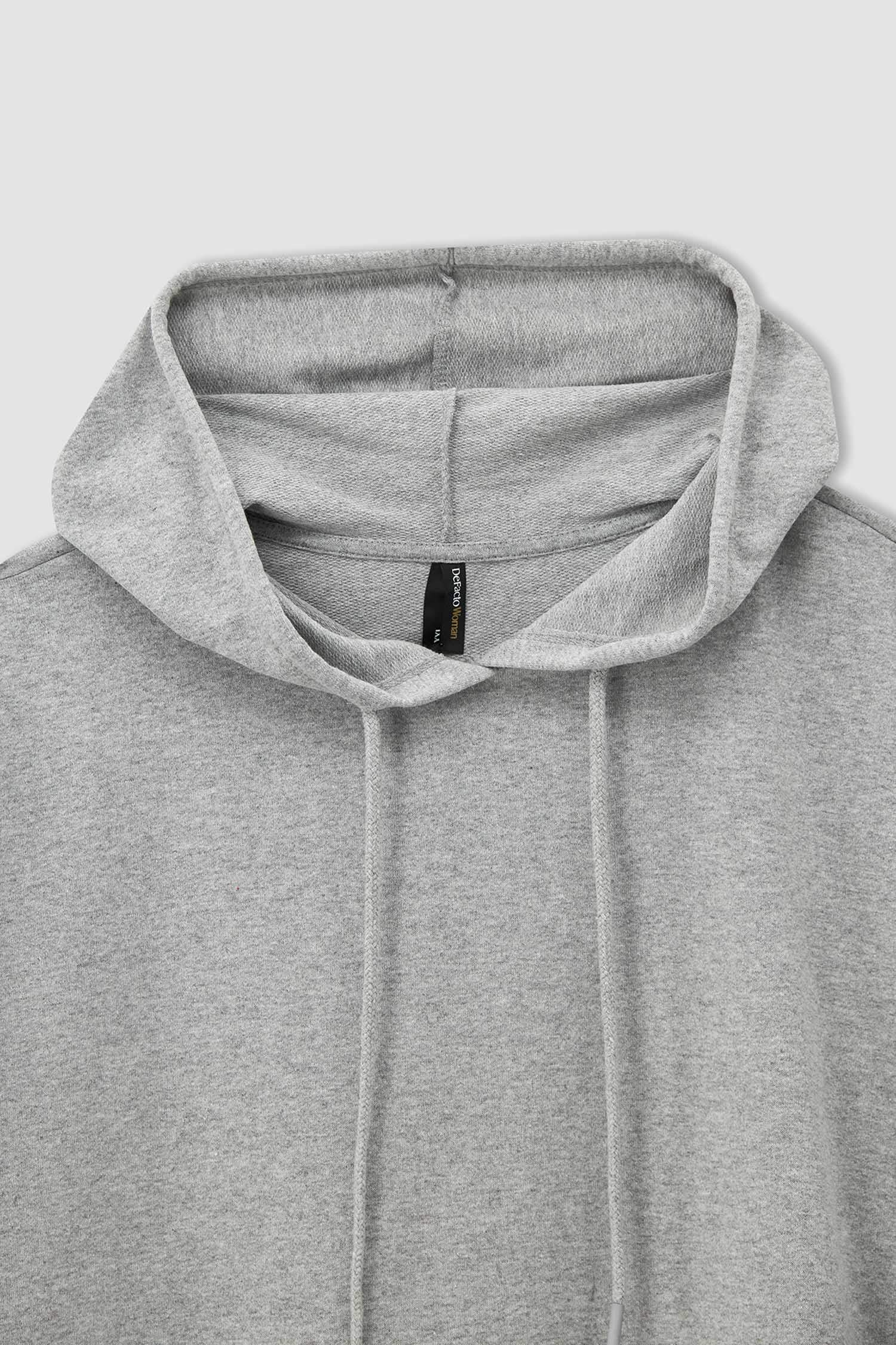 Kapüşonlu Kanguru Cepli Relax Fit Büyük Beden Sweat Tunik