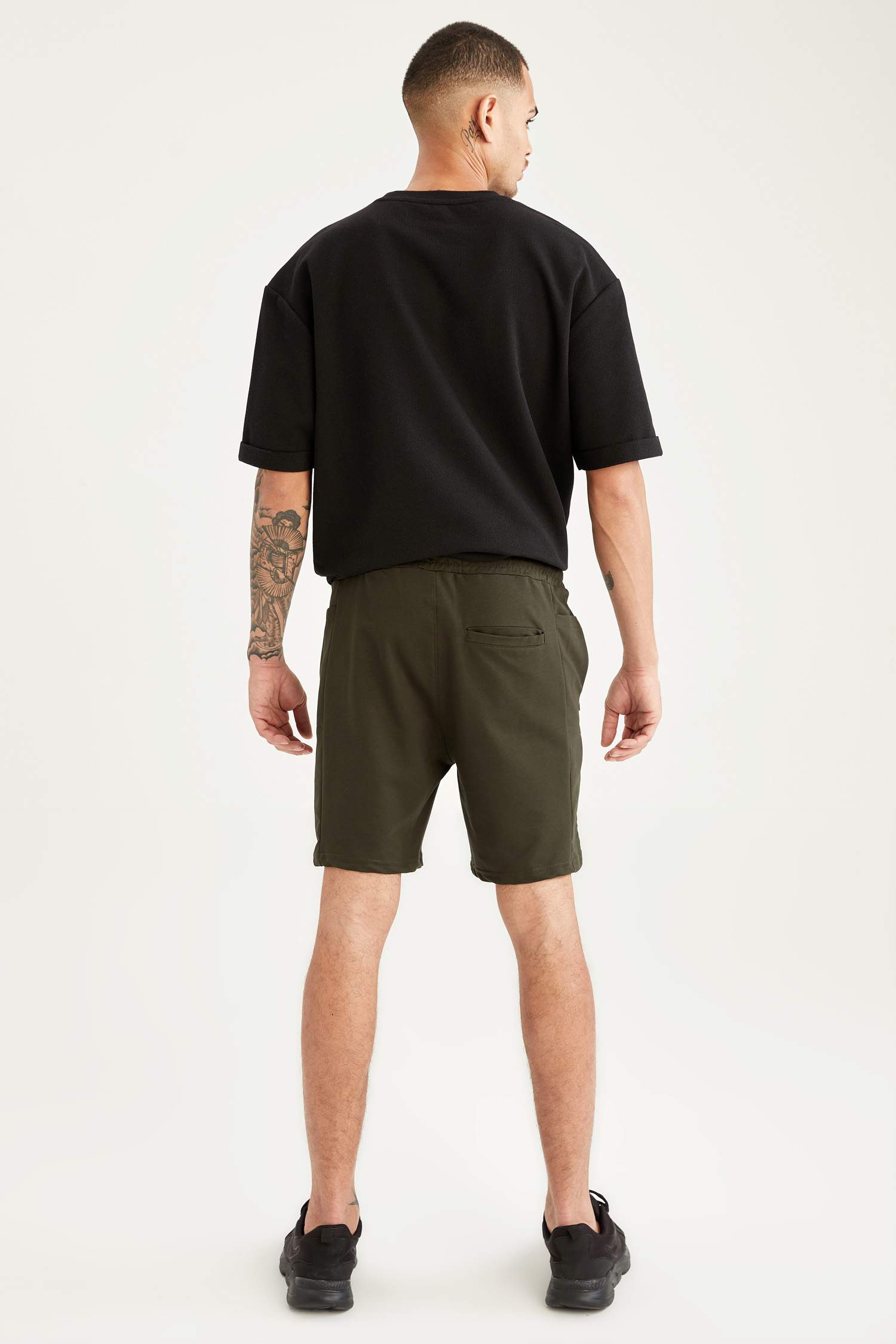 Slim Fit Yazı Baskılı Spor Şort