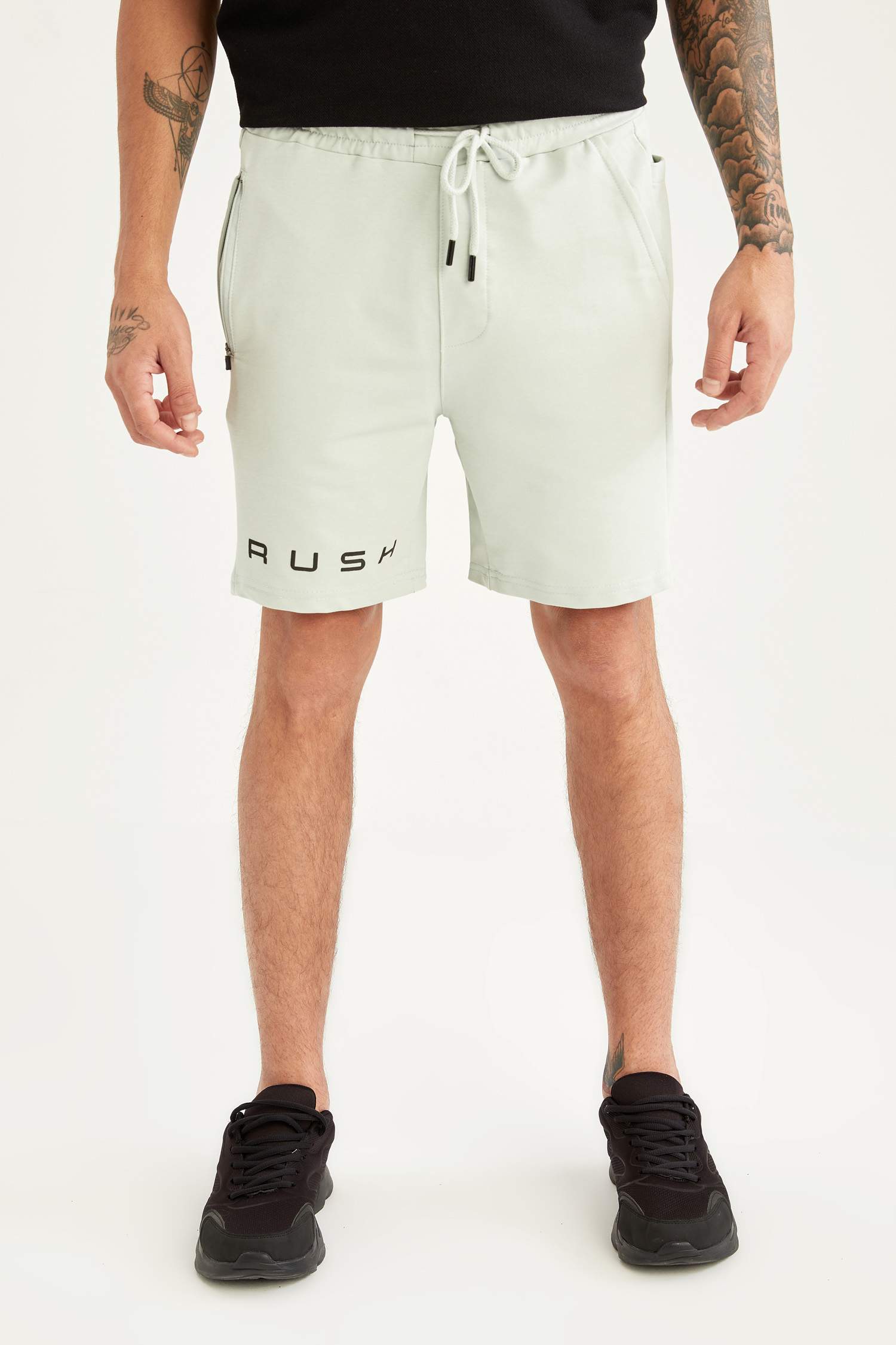 Slim Fit Yazı Baskılı Spor Şort