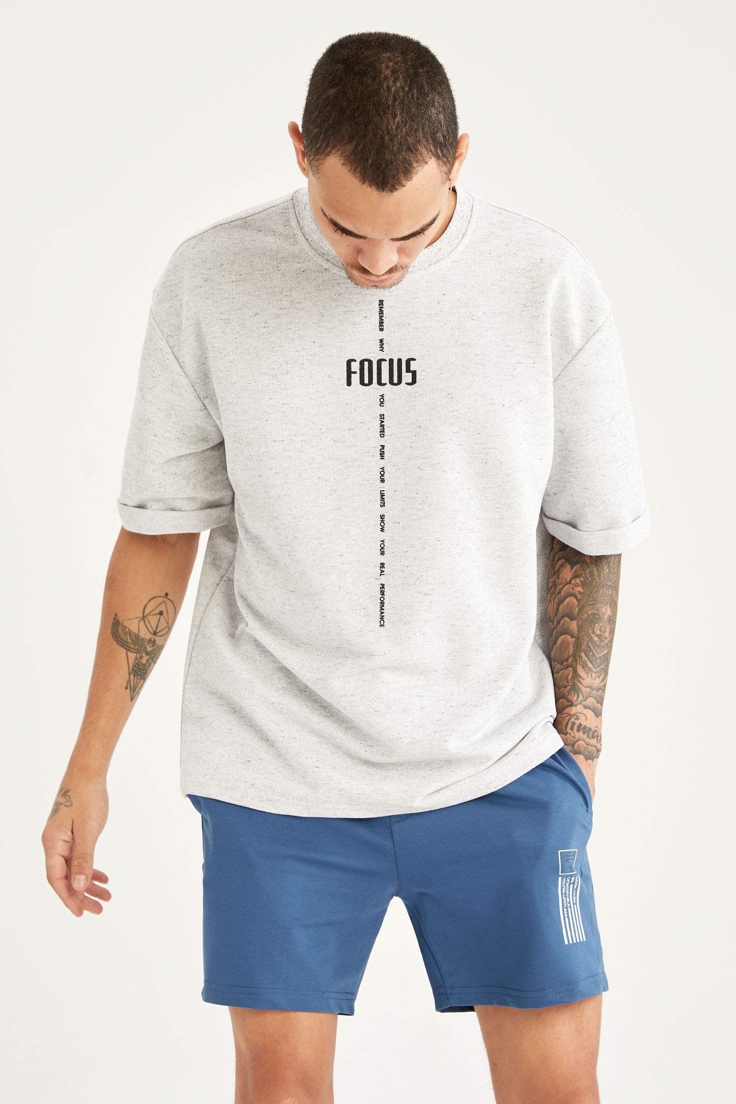 Slim Fit Beli Bağcıklı Spor Şort