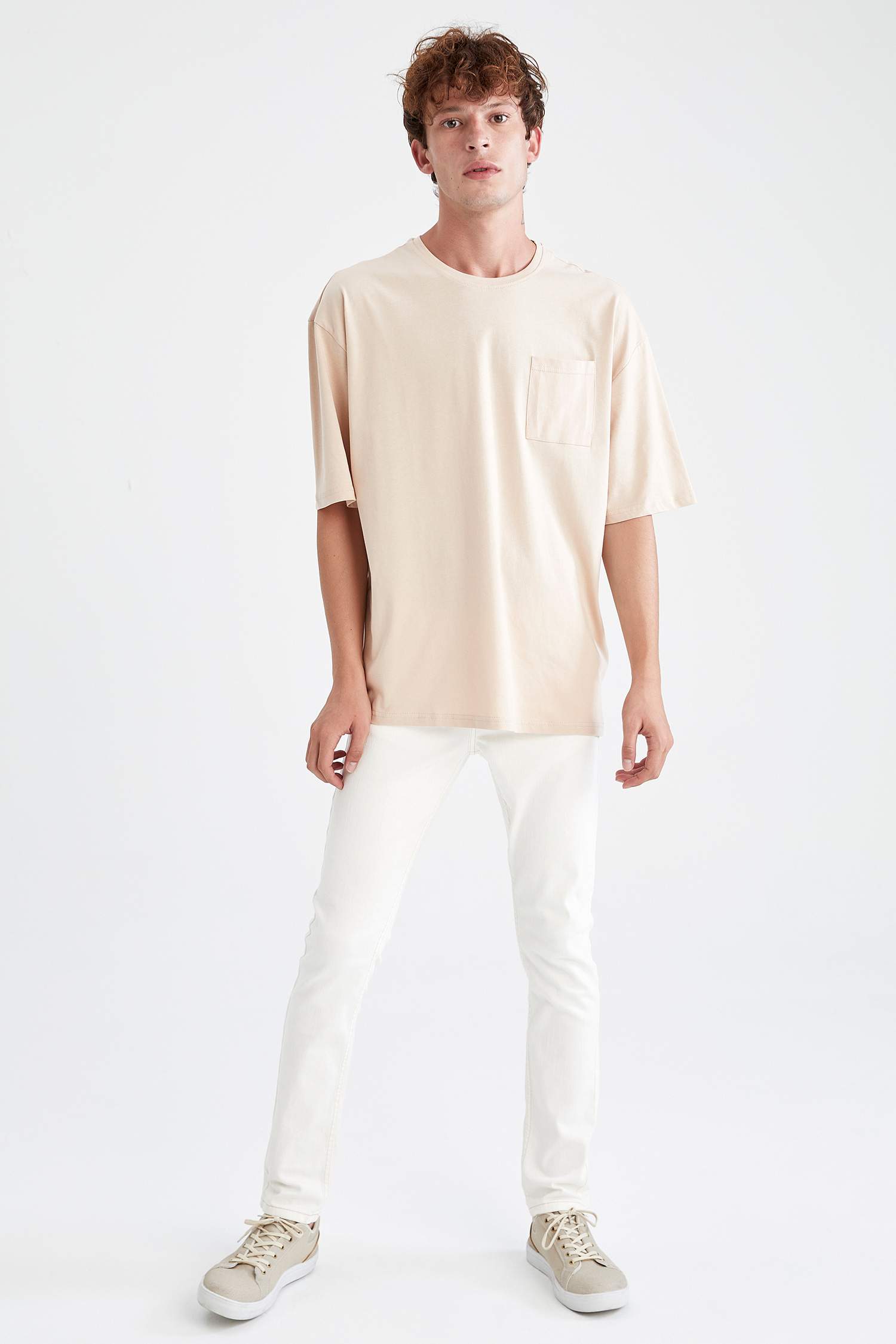 Oversize Fit Bisiklet Yaka Basic Kısa Kollu Tişört