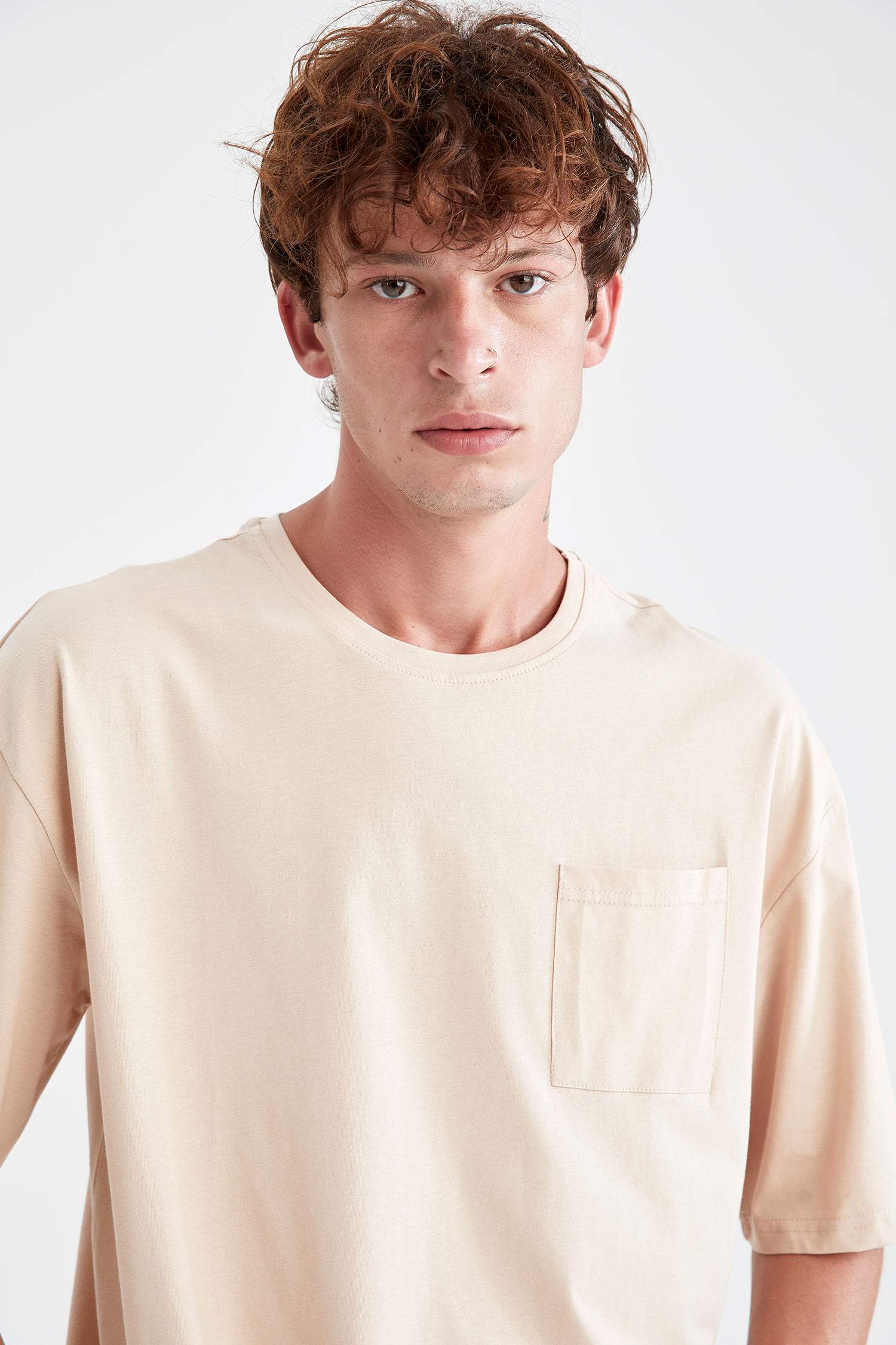 Oversize Fit Bisiklet Yaka Basic Kısa Kollu Tişört