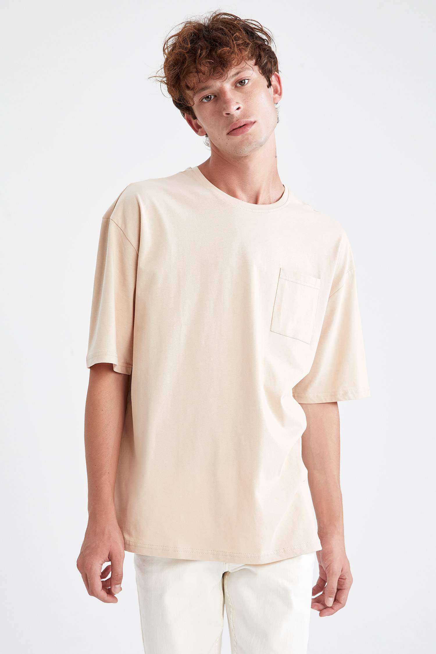 Oversize Fit Bisiklet Yaka Basic Kısa Kollu Tişört