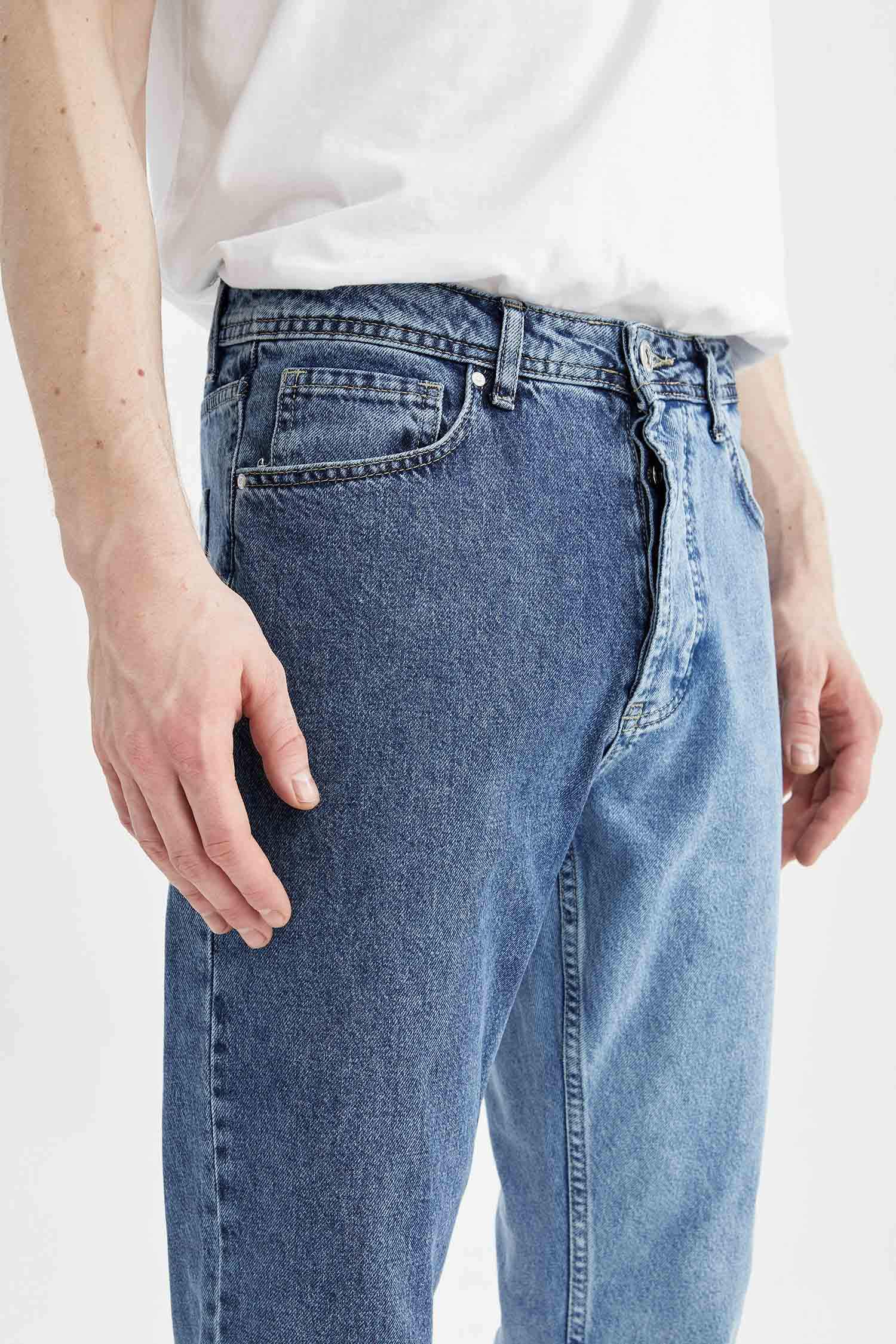 90's Slim Fit Normal Bel Boru Paça Çift Renkli Jean Pantolon