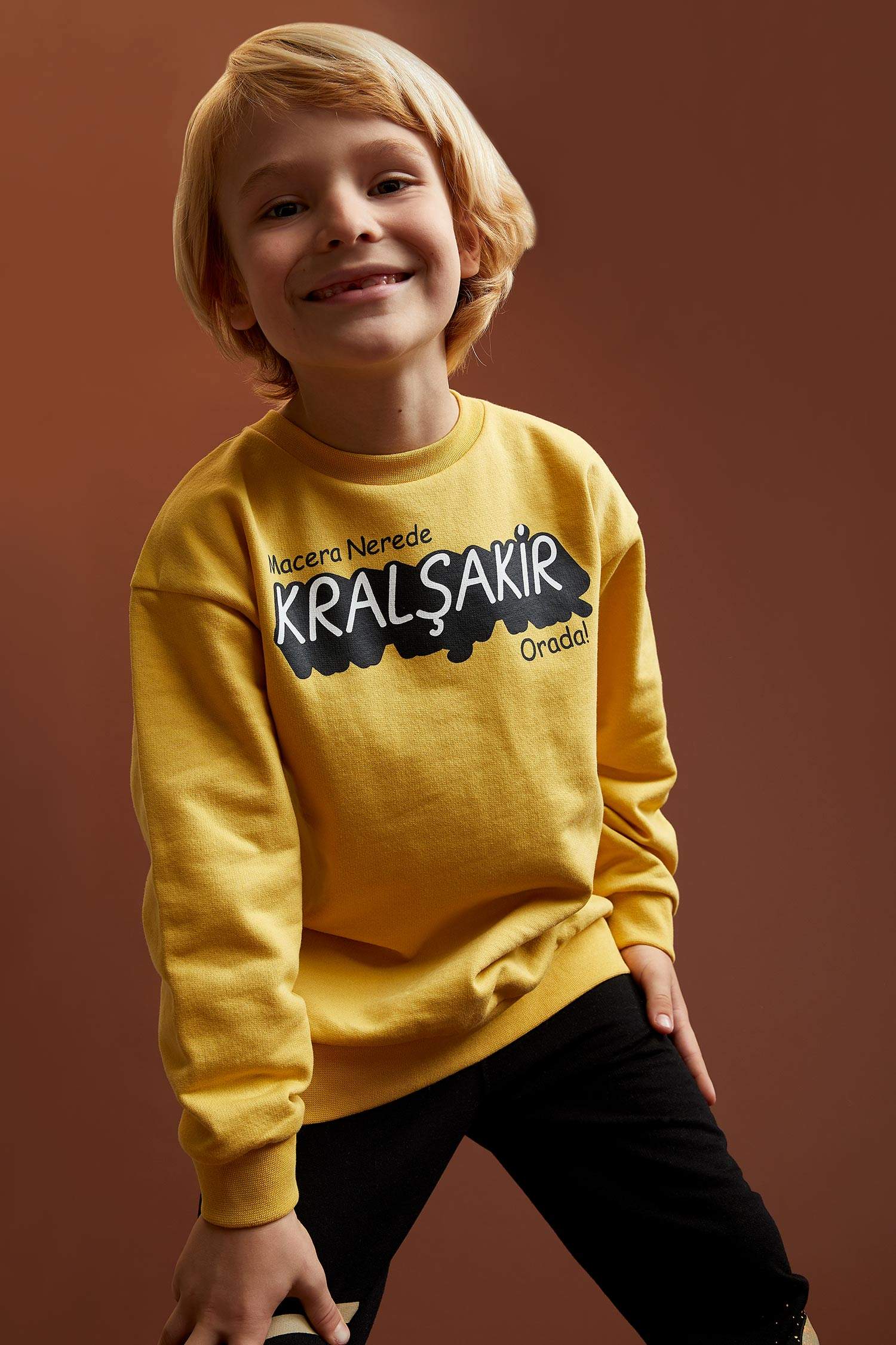 Erkek Çocuk Kral Şakir Lisanslı Relax Fit Bisiklet Yaka Sırt Baskılı İnce Sweatshirt Kumaşı Sweatshirt