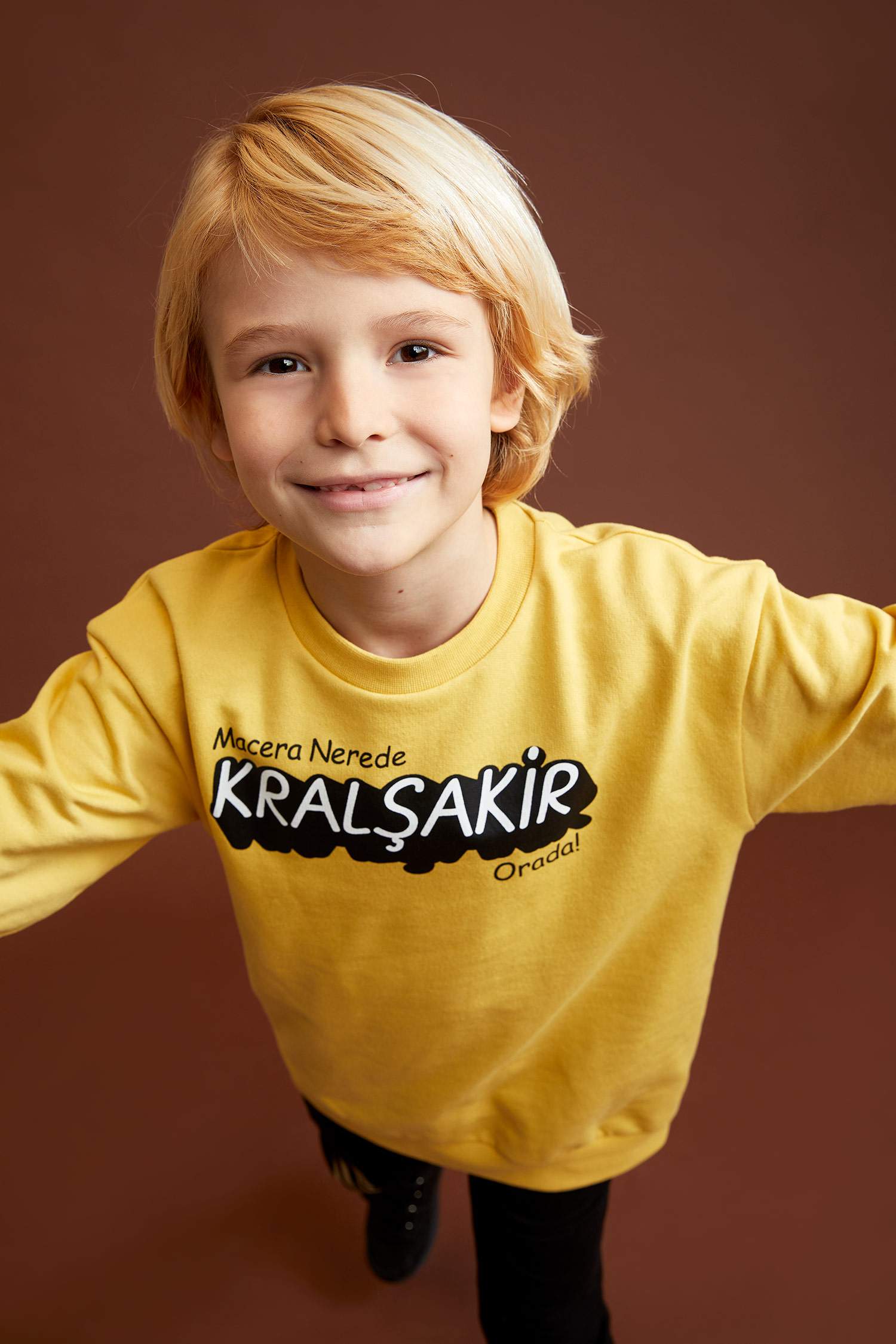 Erkek Çocuk Kral Şakir Lisanslı Relax Fit Bisiklet Yaka Sırt Baskılı İnce Sweatshirt Kumaşı Sweatshirt