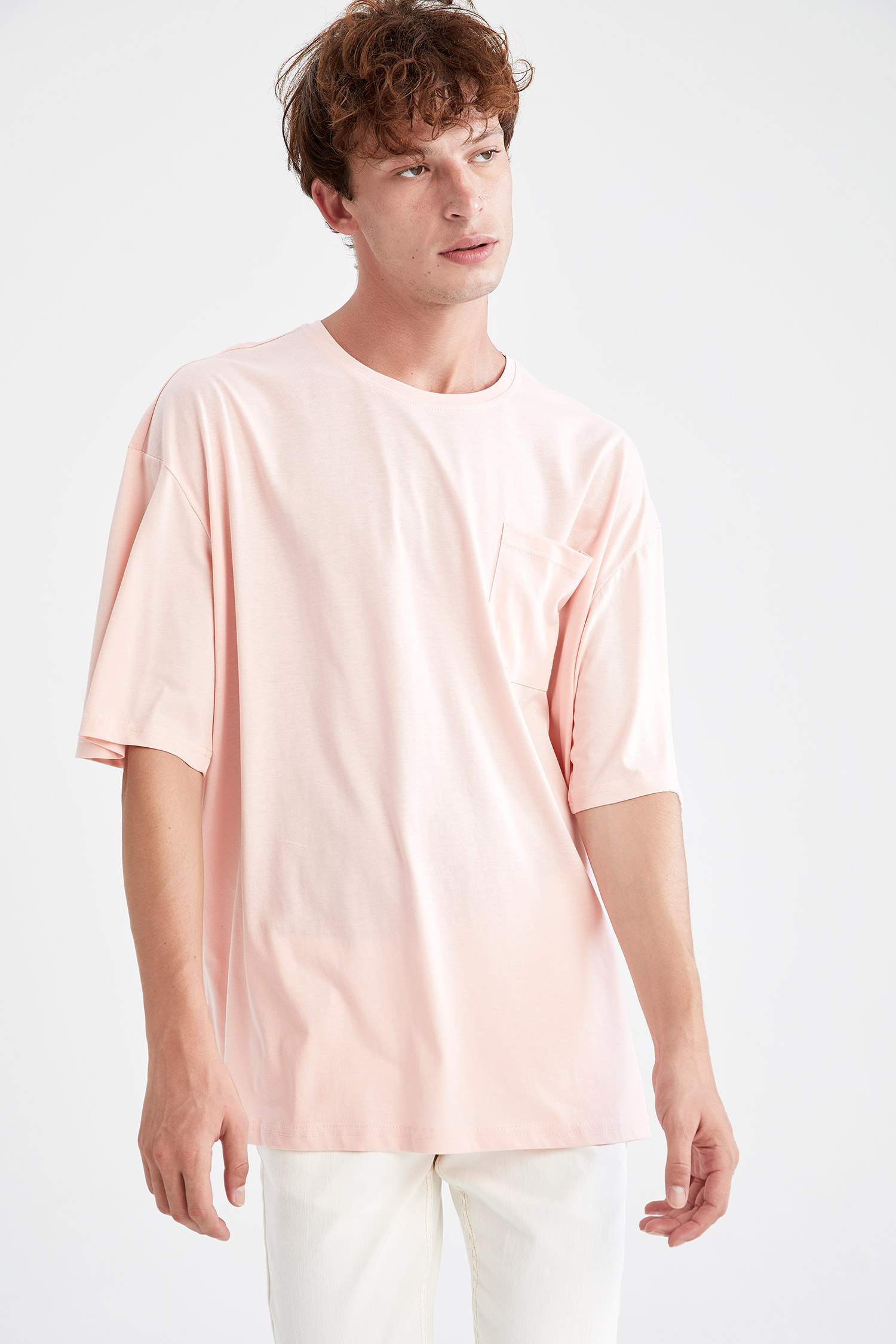 Oversize Fit Bisiklet Yaka Basic Kısa Kollu Tişört