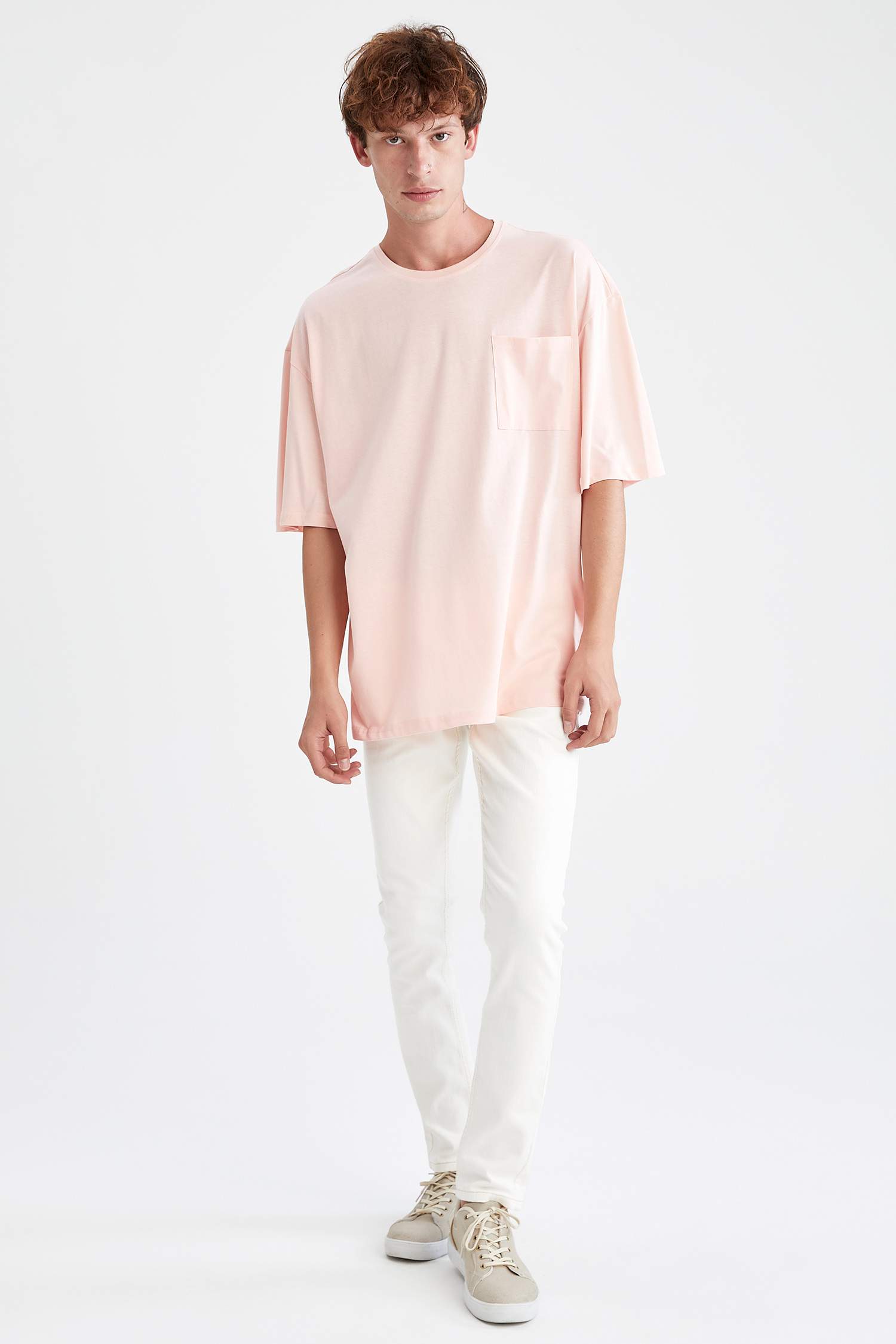 Oversize Fit Bisiklet Yaka Basic Kısa Kollu Tişört