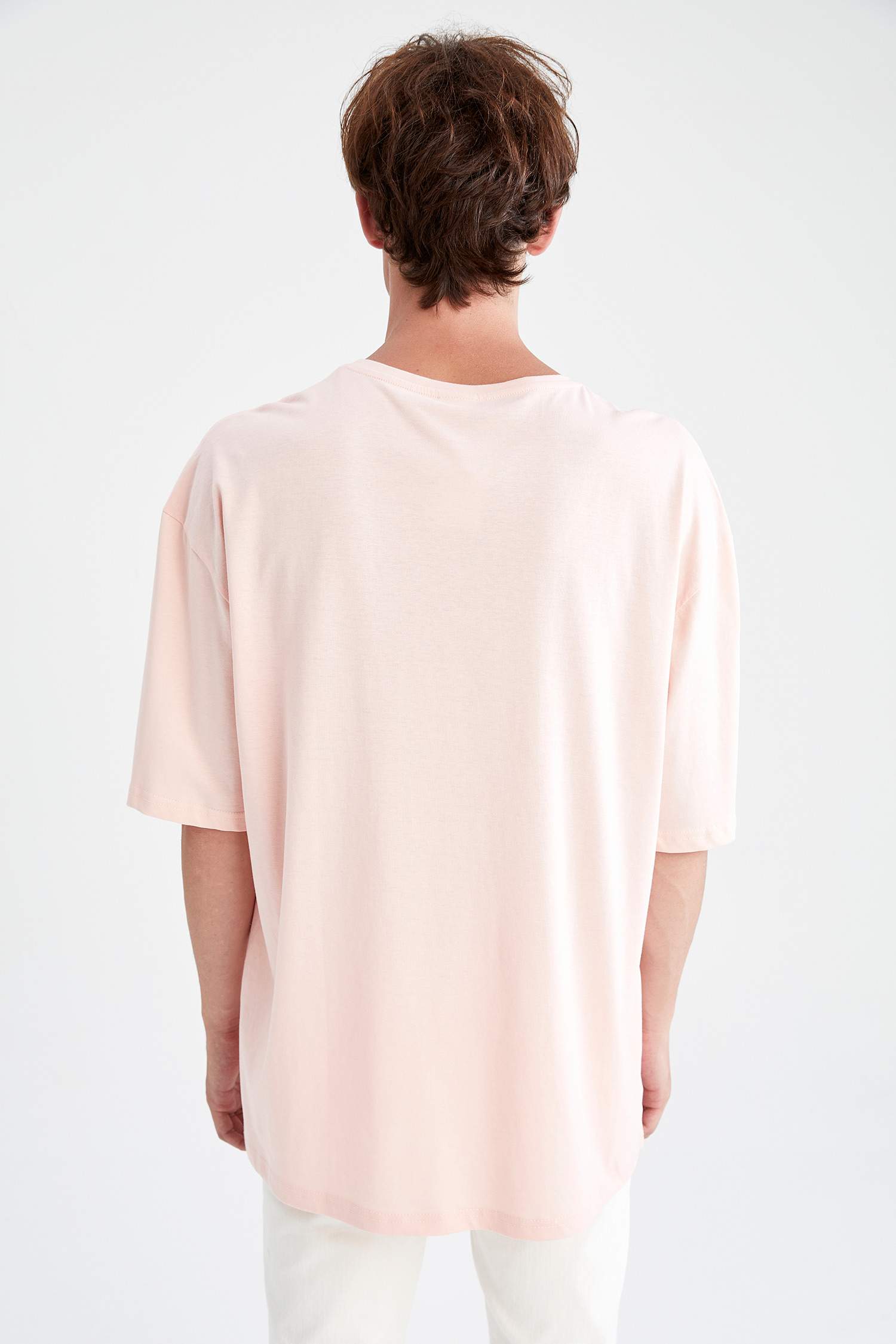 Oversize Fit Bisiklet Yaka Basic Kısa Kollu Tişört