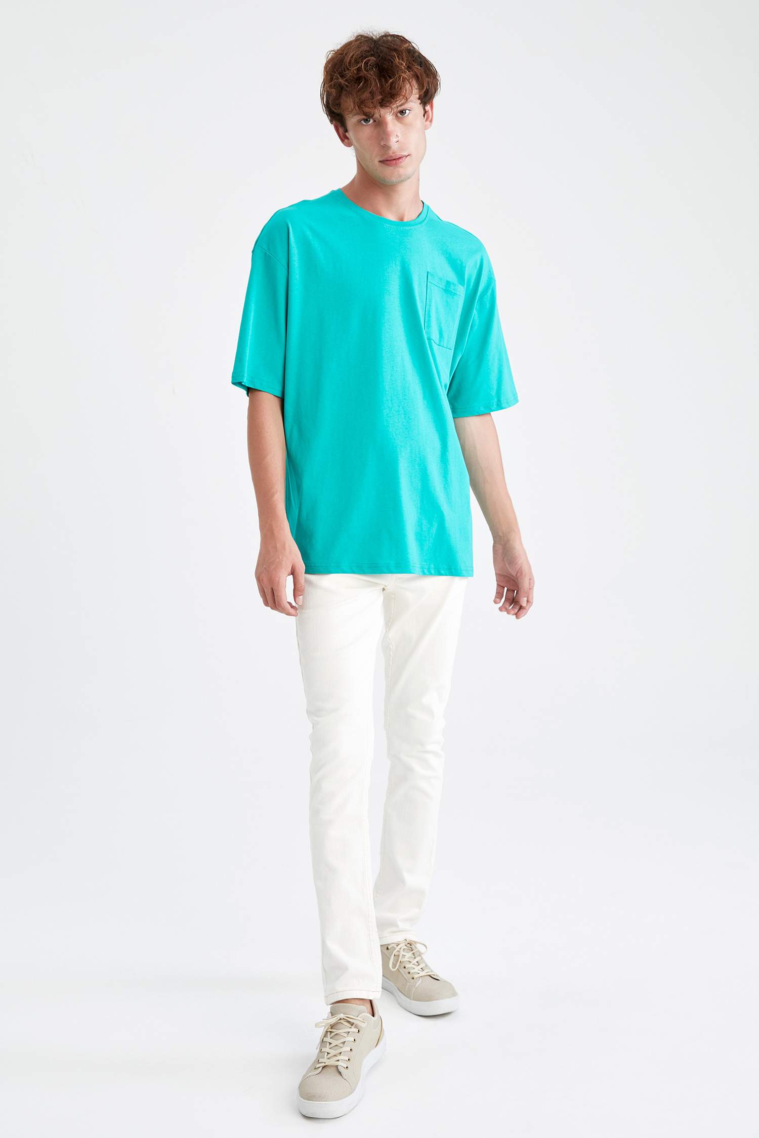 Oversize Fit Bisiklet Yaka Basic Kısa Kollu Tişört