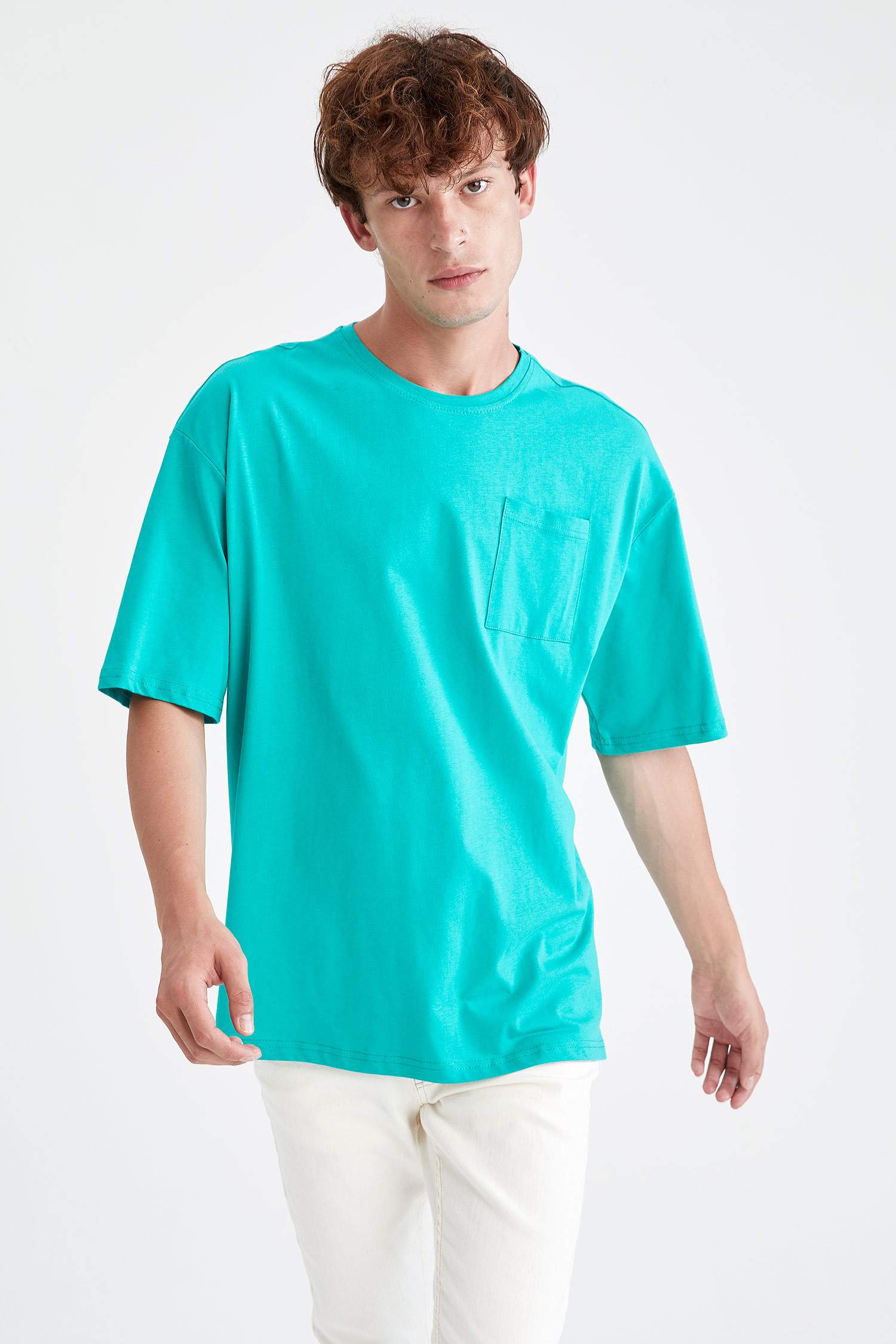 Oversize Fit Bisiklet Yaka Basic Kısa Kollu Tişört