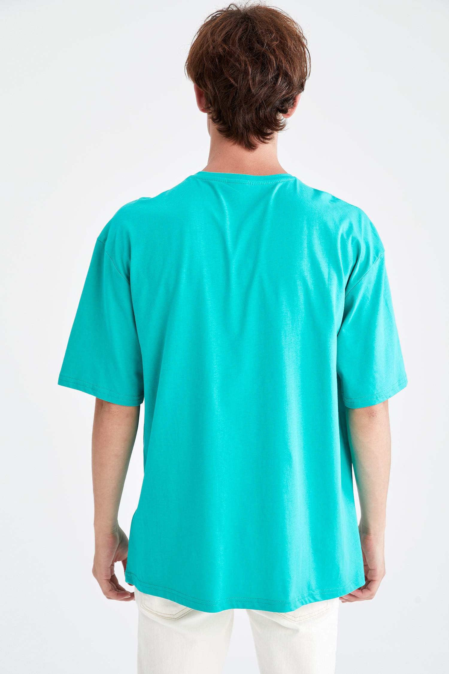 Oversize Fit Bisiklet Yaka Basic Kısa Kollu Tişört