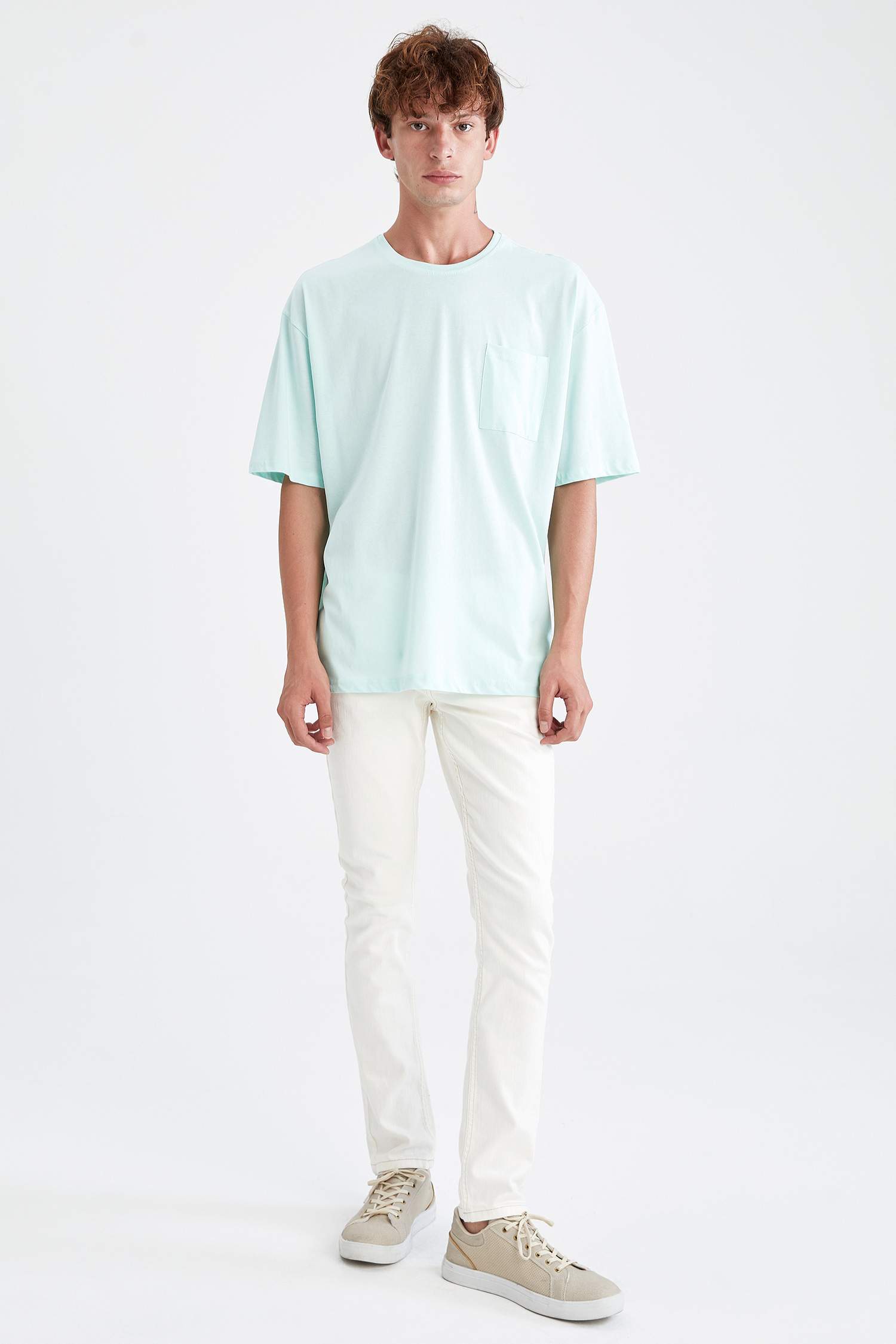 Oversize Fit Bisiklet Yaka Basic Kısa Kollu Tişört