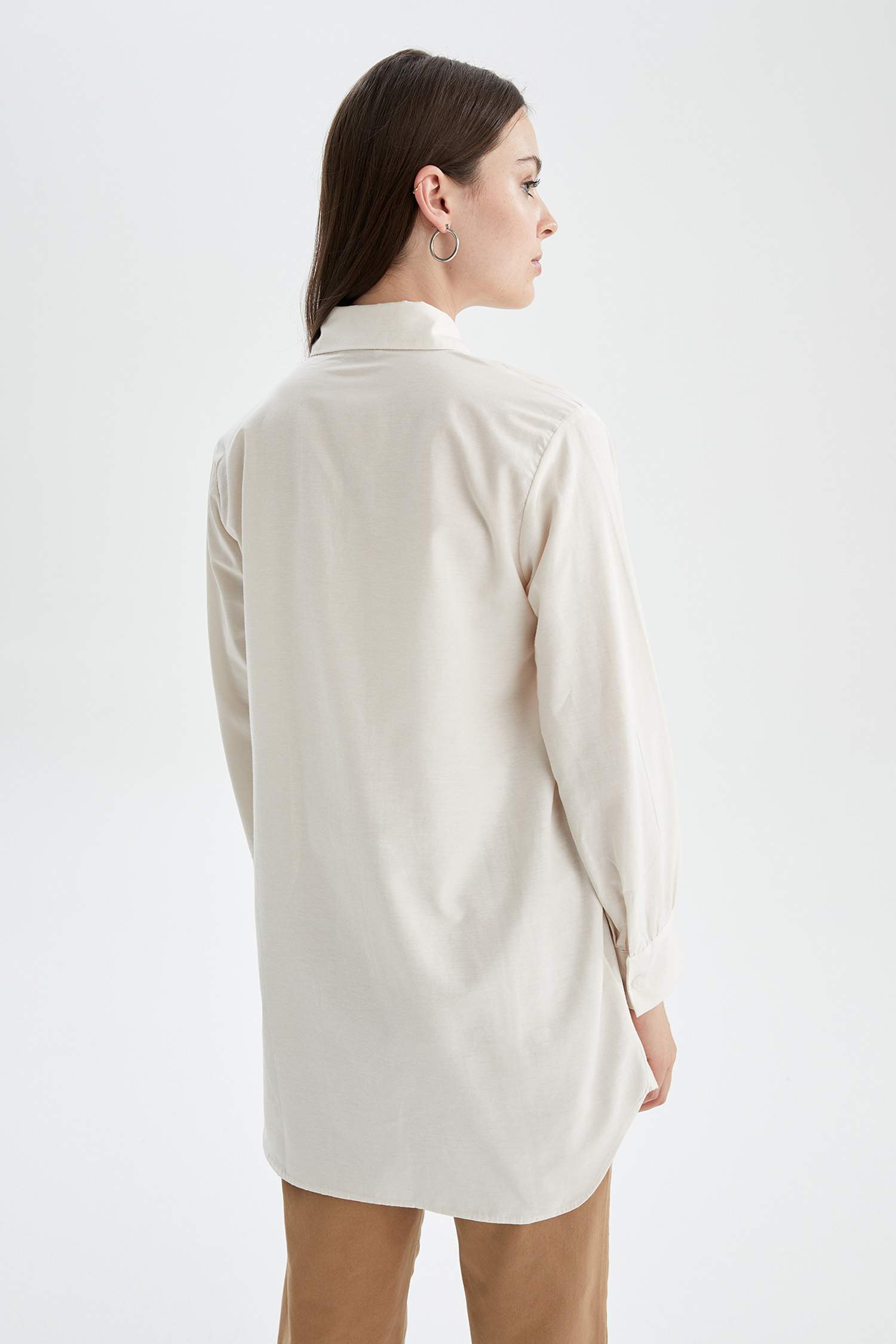 Regular Fit Uzun Kollu Poplin Gömlek Tunik