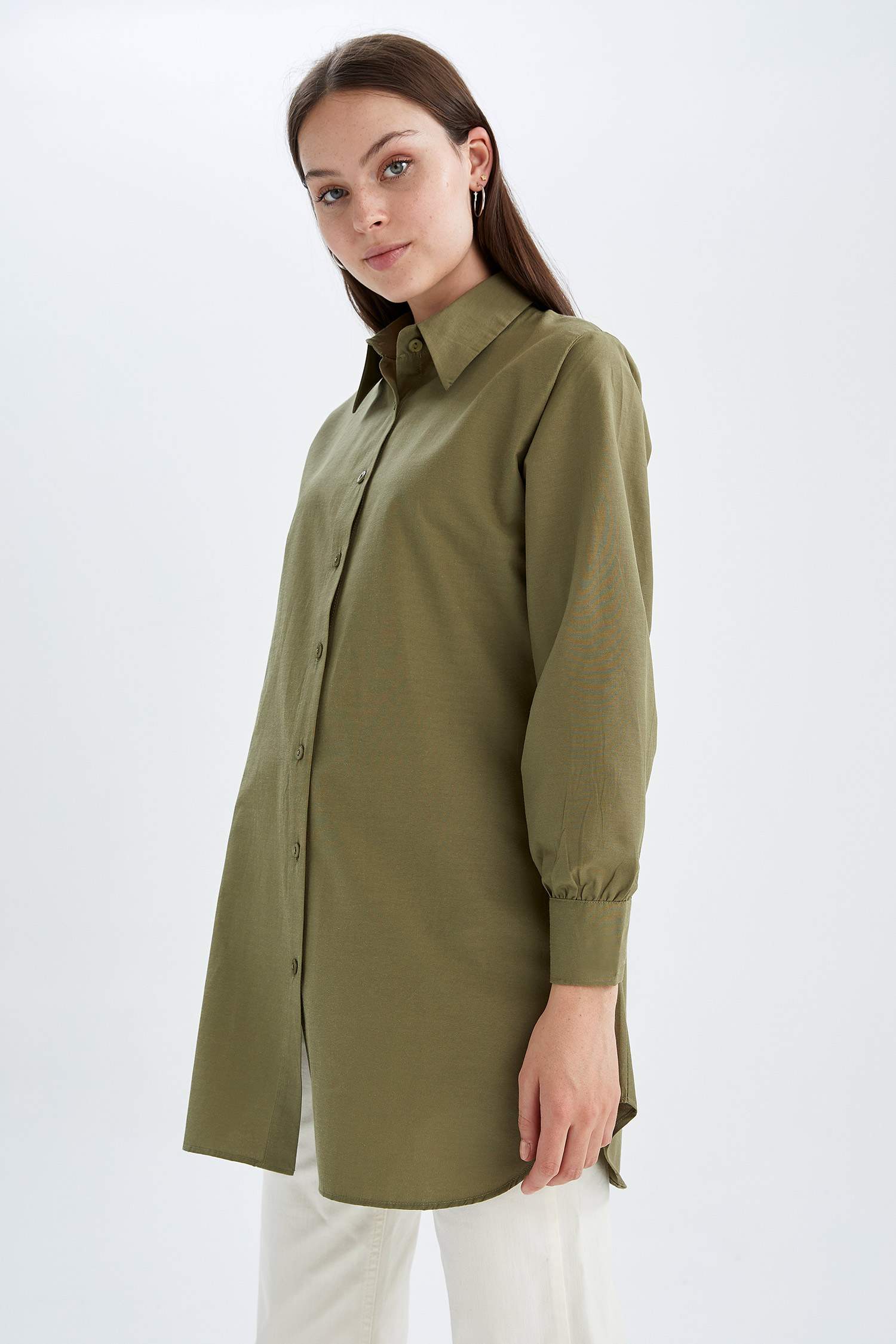 Regular Fit Uzun Kollu Poplin Gömlek Tunik
